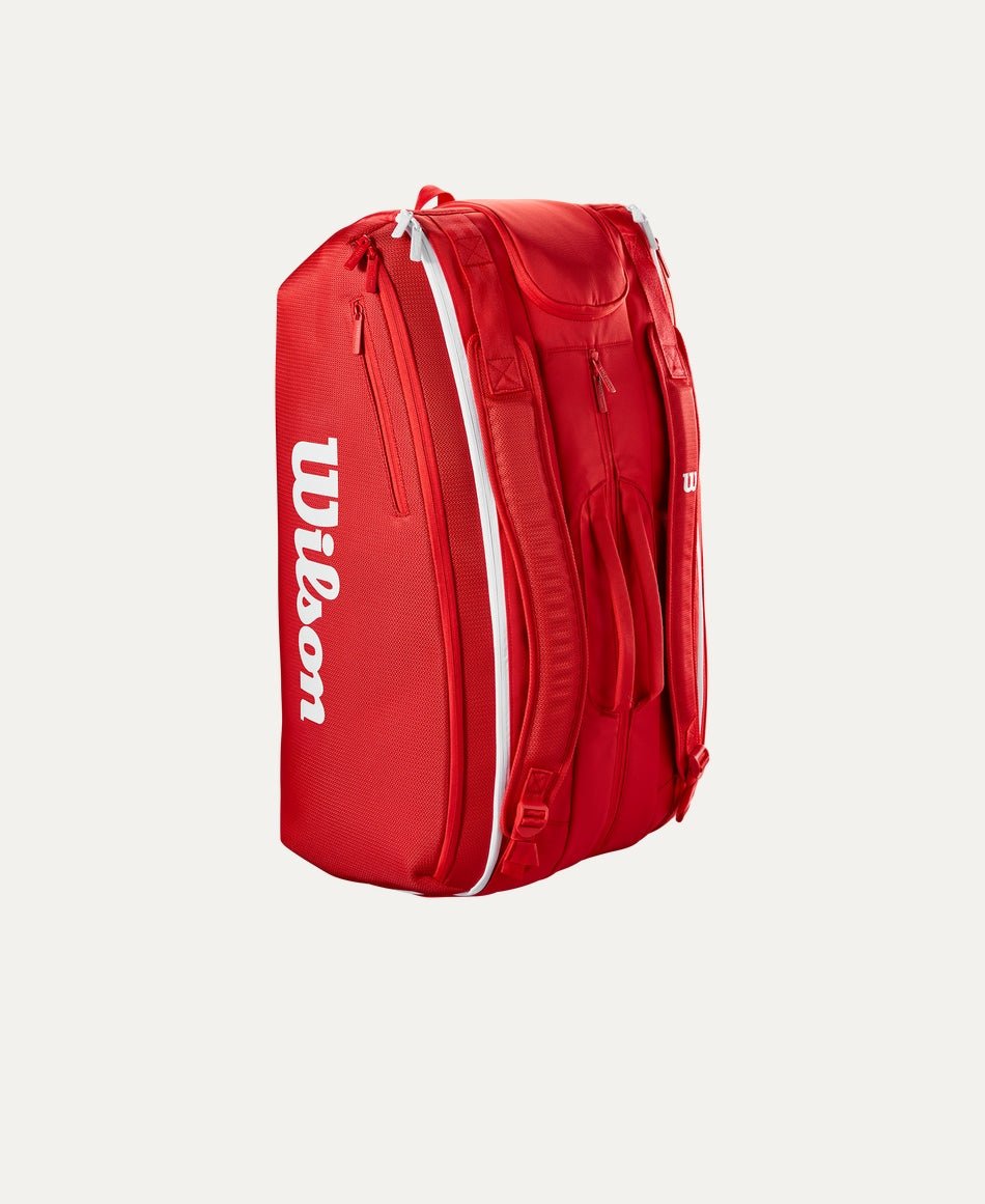 Wilson Super Tour 15 Pack Tennis Bag - Premium Red (2025) | Durable Tennis Gear for Players & Coaches | Perfect for Tournaments, Practice & Travel