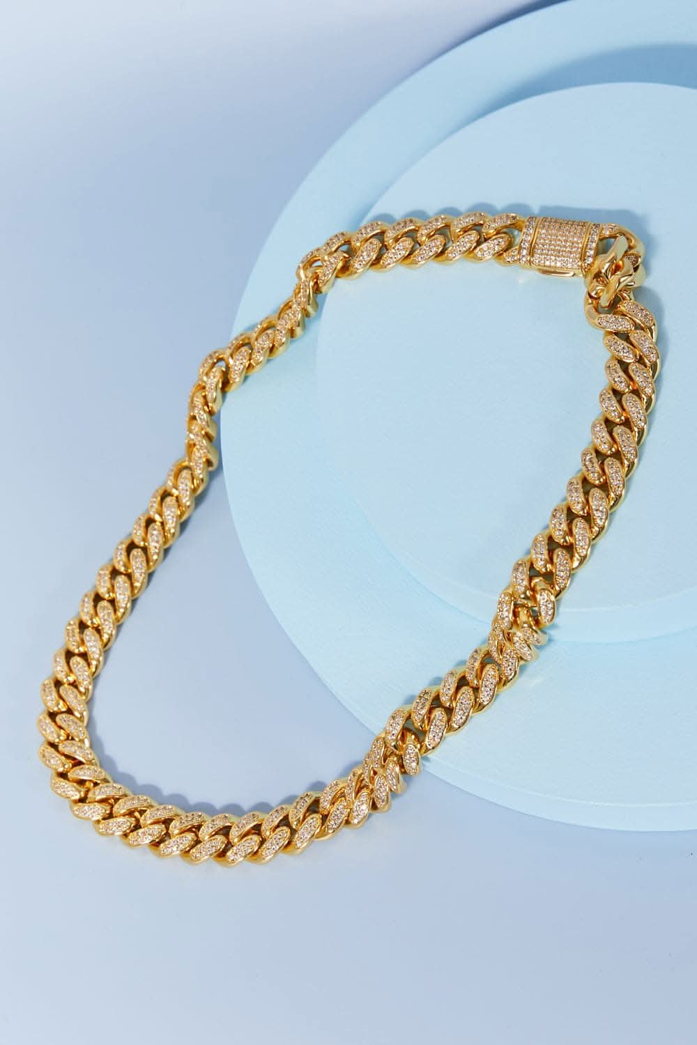 Elegant Brass Curb Chain Necklace with CZ Accents - Perfect for Women's Casual, Party & Evening Wear