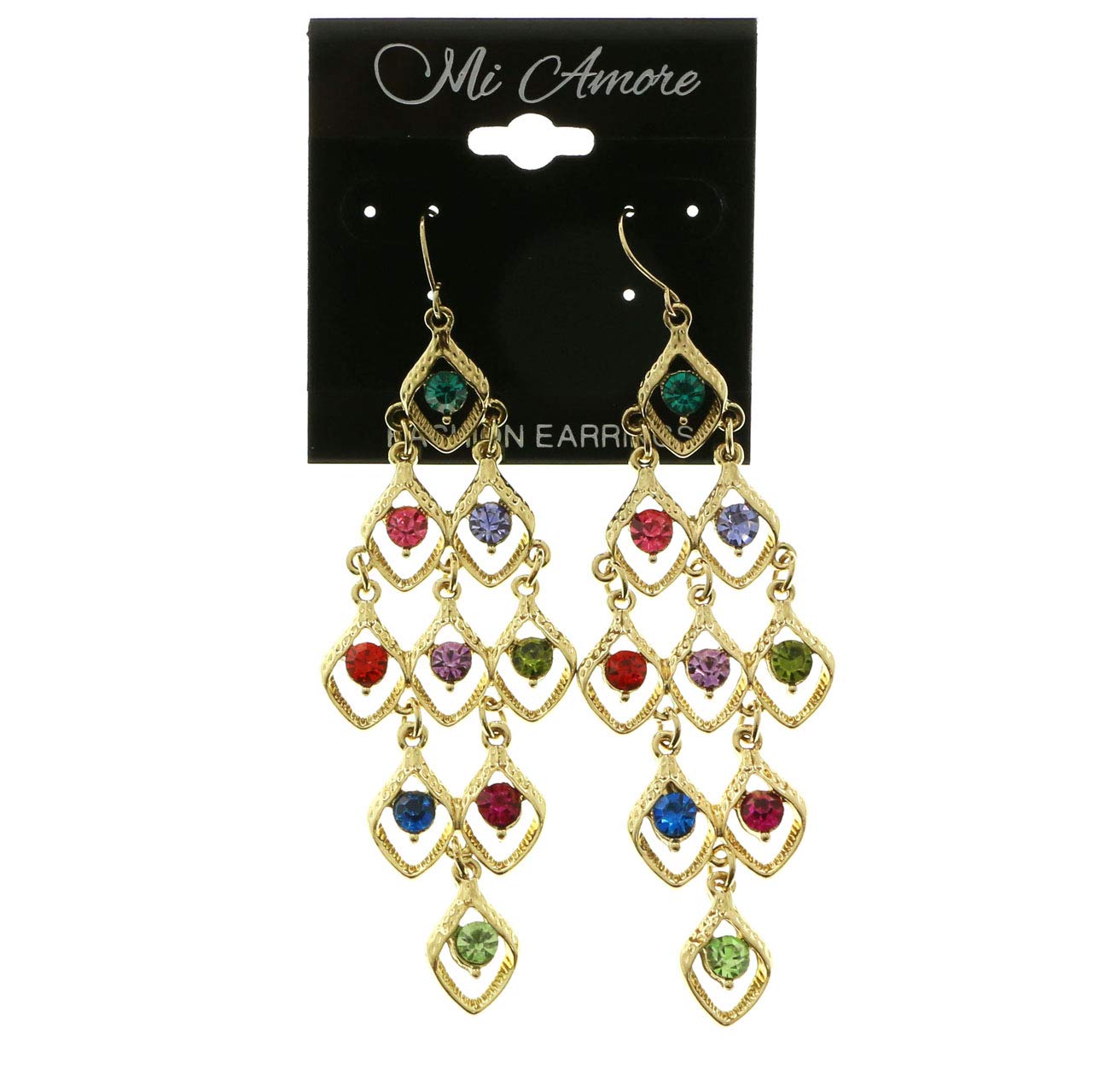 Mi Amore Gold-Tone Crystal Dangle Earrings for Party & Wedding