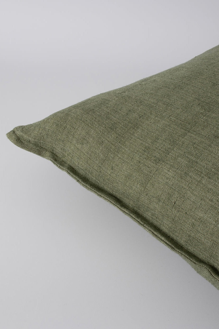 Cassia Moss Feather Insert 55x55cm Linen Cushion Cover - Soft Decorative Pillow for Sofa, Bed & Home Decor