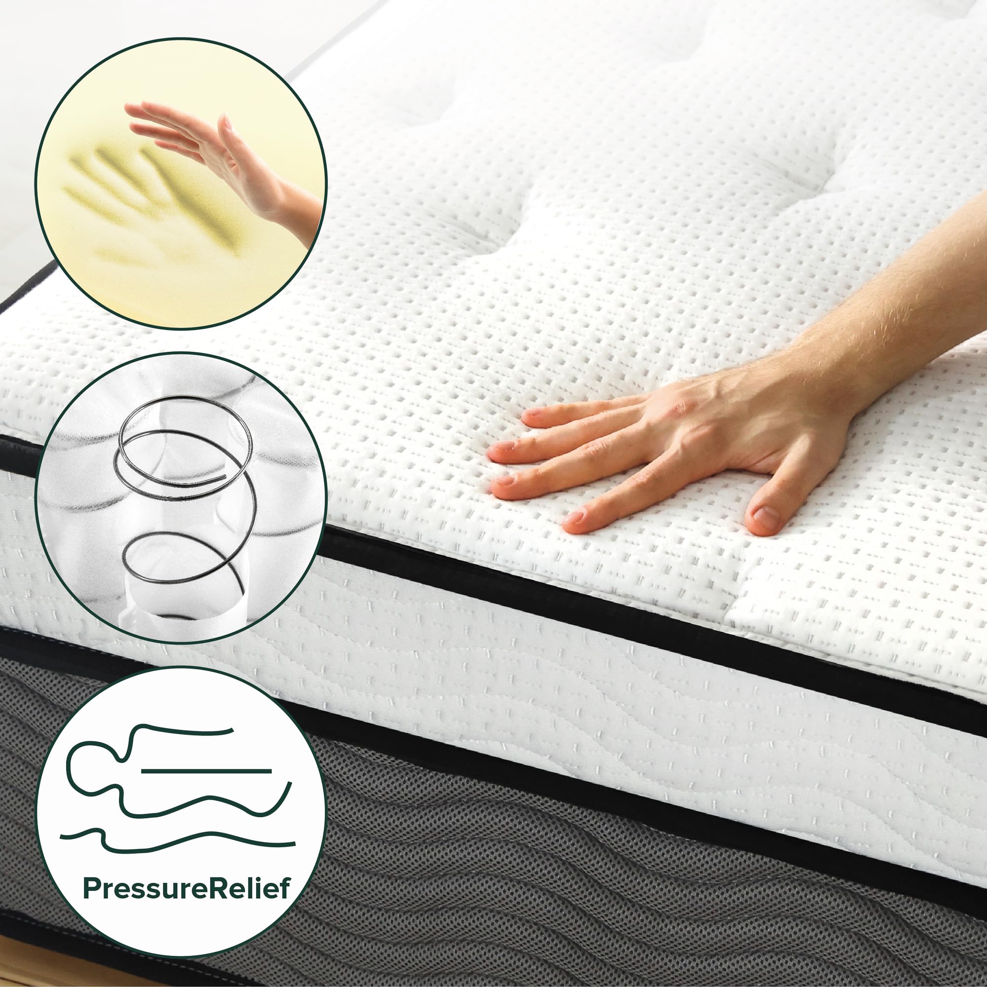 ZINUS 12 Inch True Support Hybrid Mattress - King Size Fiberglass Free Medium Firm Bed with Motion Isolation | CertiPUR-US Certified Foams & Fabric | Boxed Mattress for Master Bedroom & Guest Room