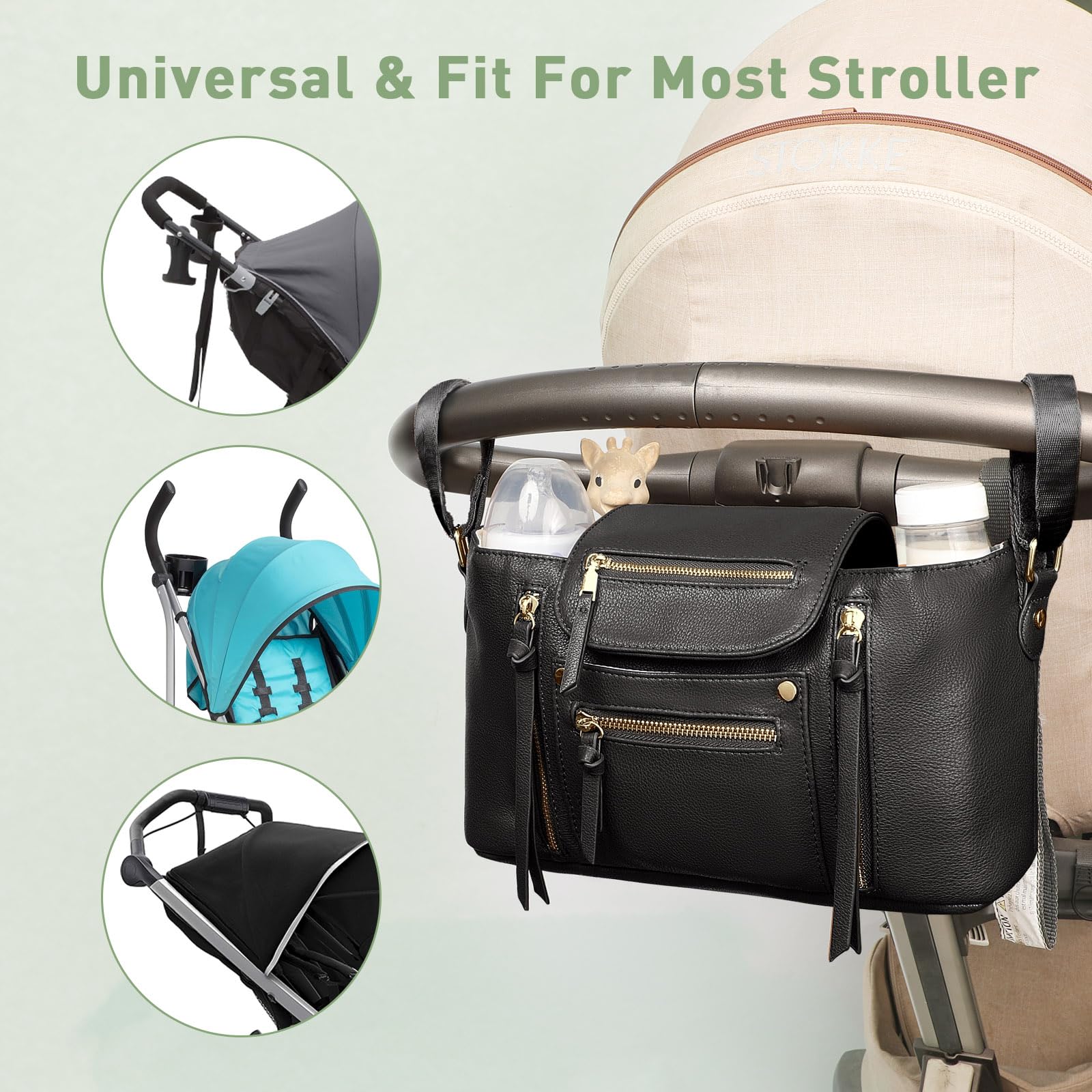 Miss Fong Premium Leather Diaper Backpack - Stylish Baby Bag with Changing Pad & Stroller Organizer | Perfect for Parenting, Travel & On-the-Go Moms