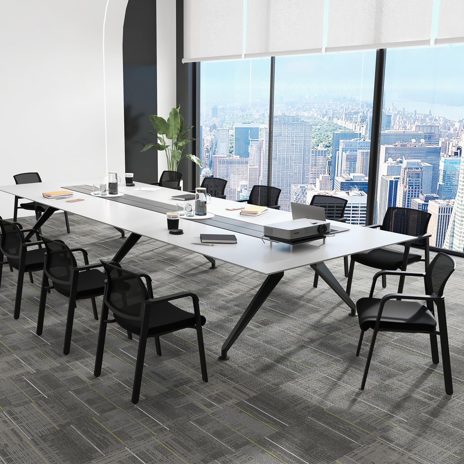 Giantex 12-Pack Stackable Waiting Room Chairs - Office Guest Chairs with Mesh Back, Padded Seat & Metal Frame, Armrests, No Wheels - Perfect for Lobbies, Reception Areas & Conference Rooms