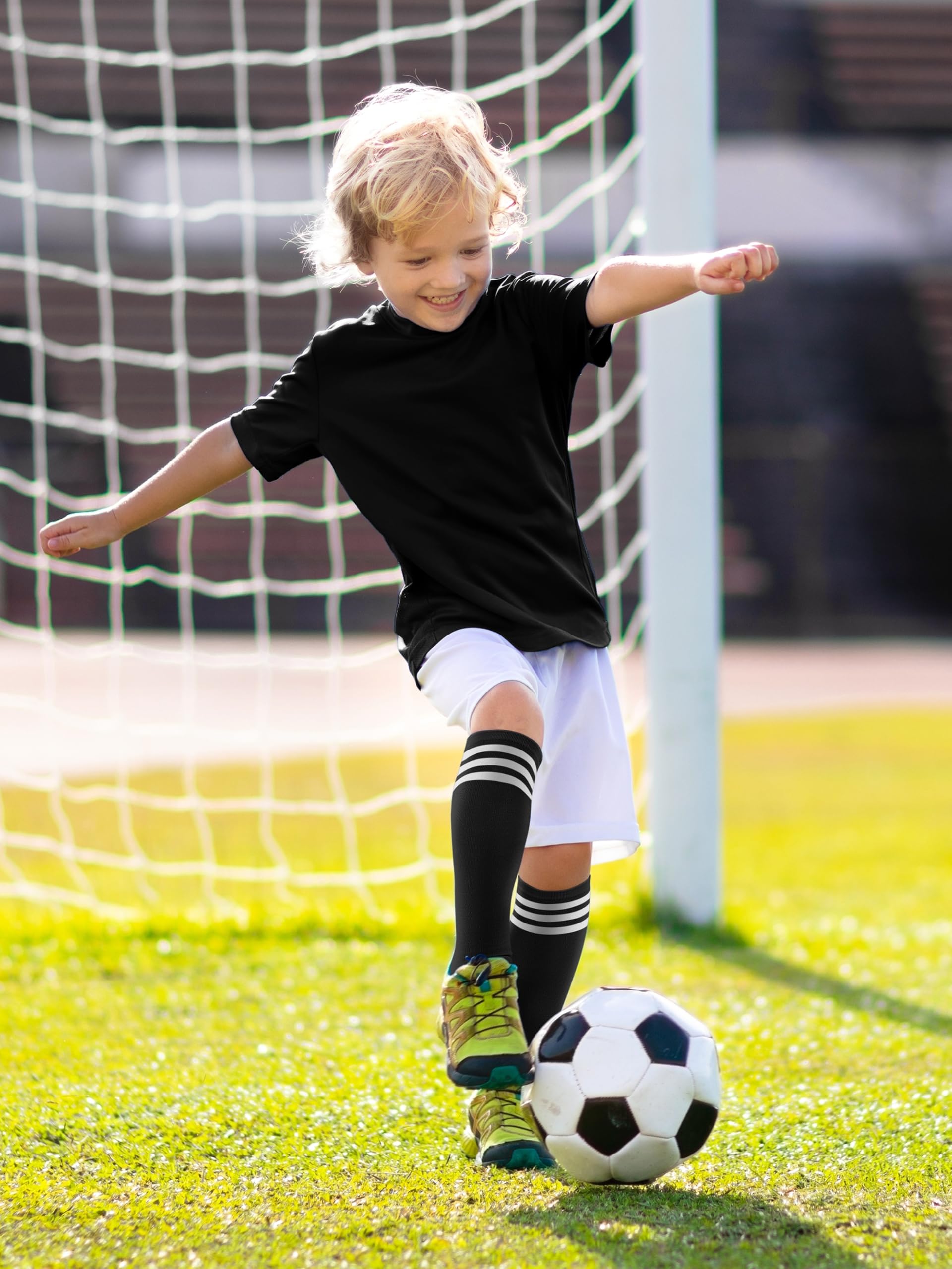 **Kids Soccer Socks - Youth Boys & Girls Athletic Knee High Striped Socks for Baseball, Softball & Sports - Perfect for Games, Training & Team Uniforms**