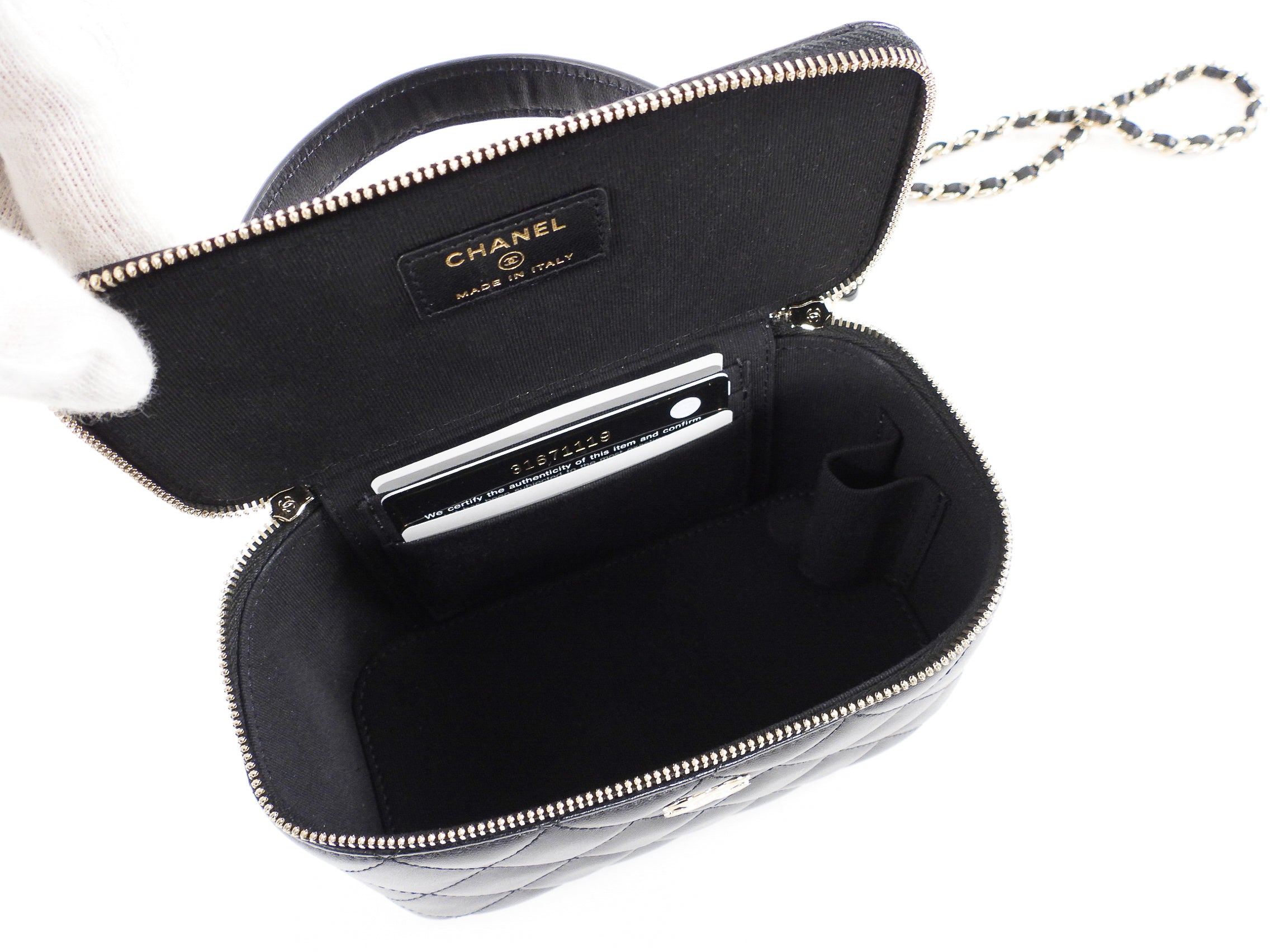 Chanel 21S Black Lambskin Classic Vanity Bag with Chain - Luxury Crossbody Purse for Women, Perfect for Evening Parties & Date Nights