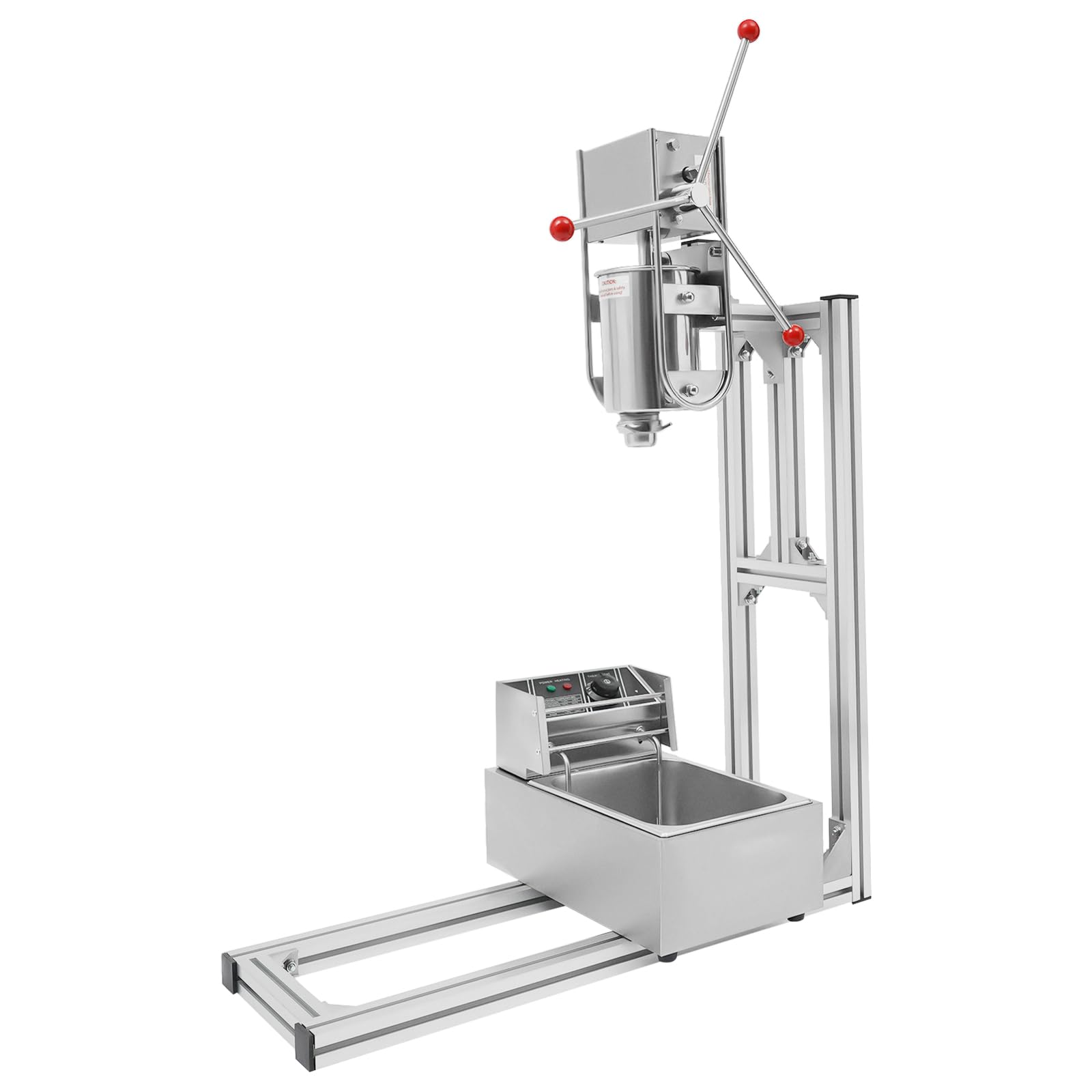 Commercial Manual Churros Maker Machine - 3L Stainless Steel Spanish Donut Churrera with 5 Nozzles & 6L Deep Fryer for Home, Restaurants, Bakeries, Cafeterias - Perfect for Parties, Events, and Street Food Businesses