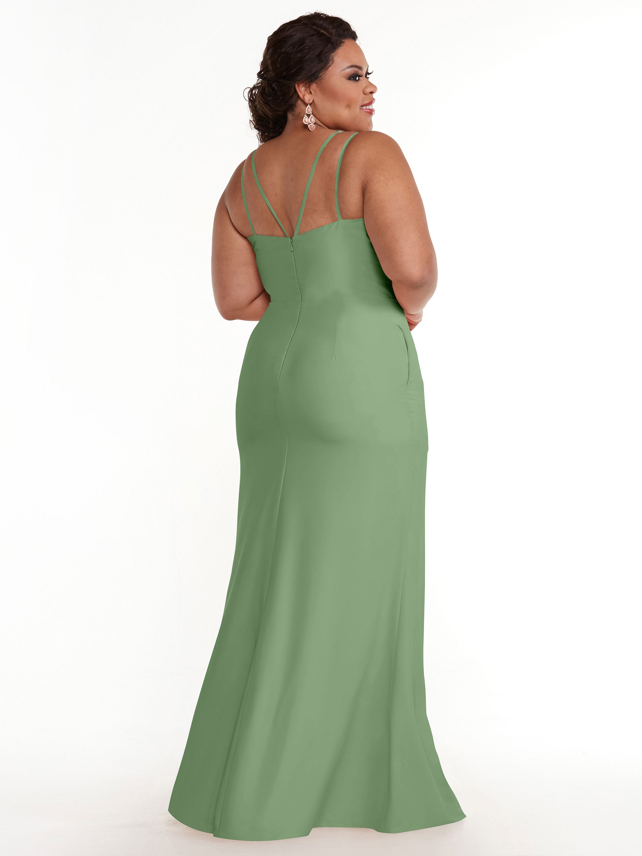 Elegant 83030 Sheath Stretch Chiffon Bridesmaid Dress with Bateau Neckline & High Slit - Perfect for Weddings, Formal Events & Evening Parties