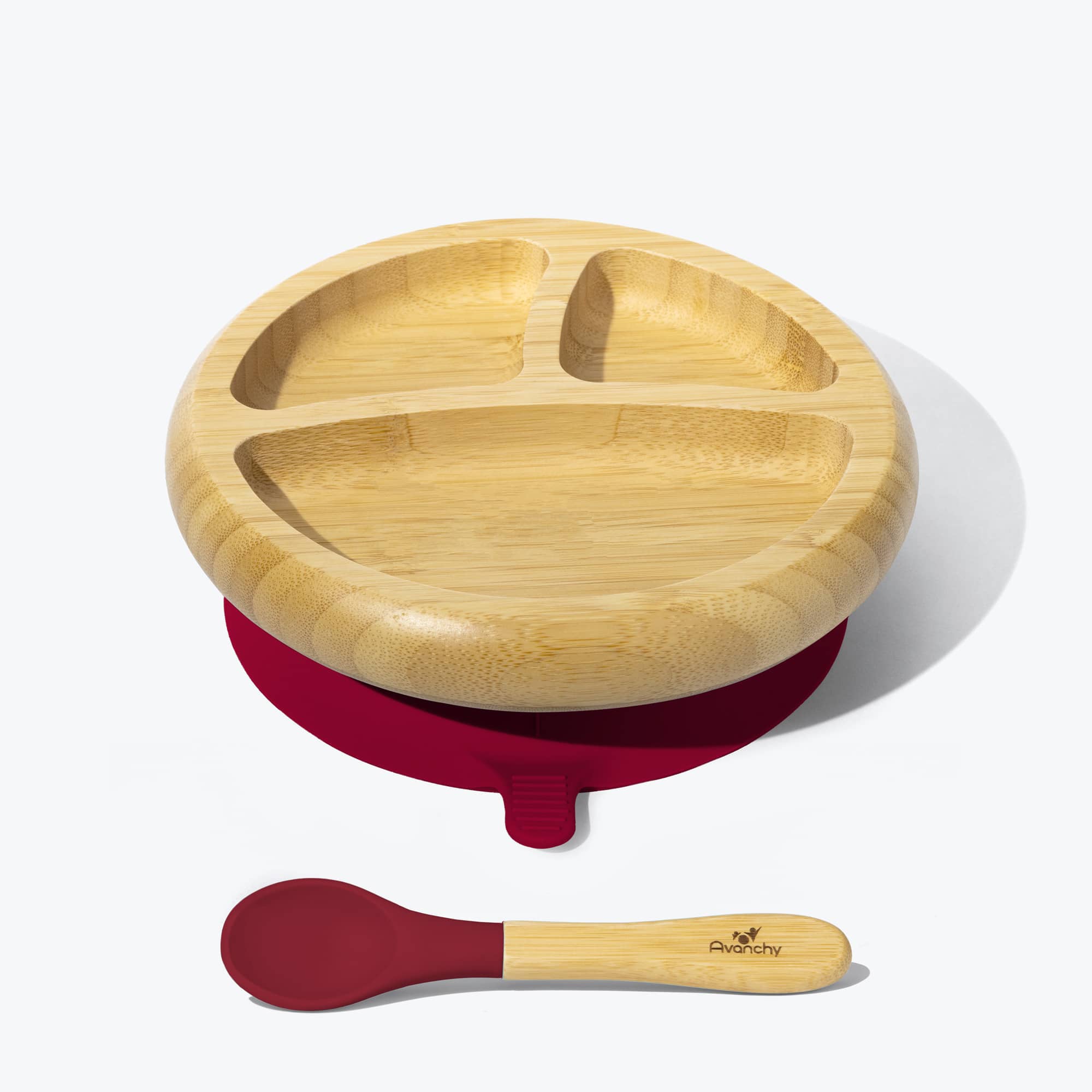 Avanchy Bamboo Suction Baby Plate & Spoon Set - Eco-Friendly, Non-Slip, BPA-Free for Toddlers - Perfect for Mealtime, Travel, and Daycare Use