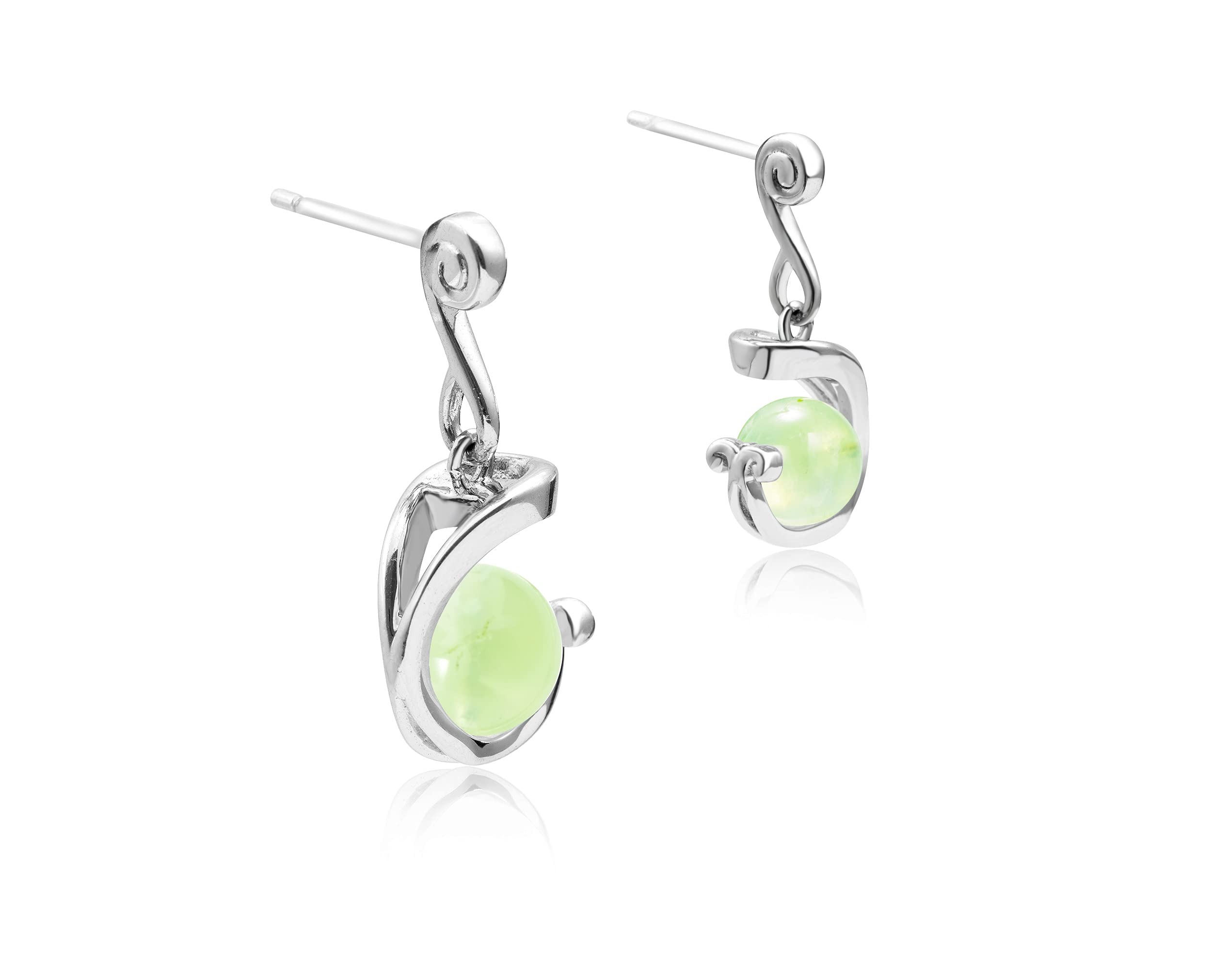Peridot Earrings for Women - Dangle Drop Ball Earrings in Sterling Silver - August Birthstone Jewelry - Simple & Elegant Everyday Wear - Perfect for Gifts, Parties, and Special Occasions