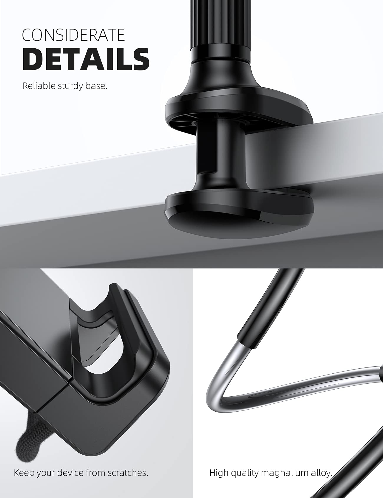 Lamicall Adjustable Gooseneck Tablet Holder for Bed - Flexible Tablet Stand with Clamp Compatible with iPad Mini 7.9