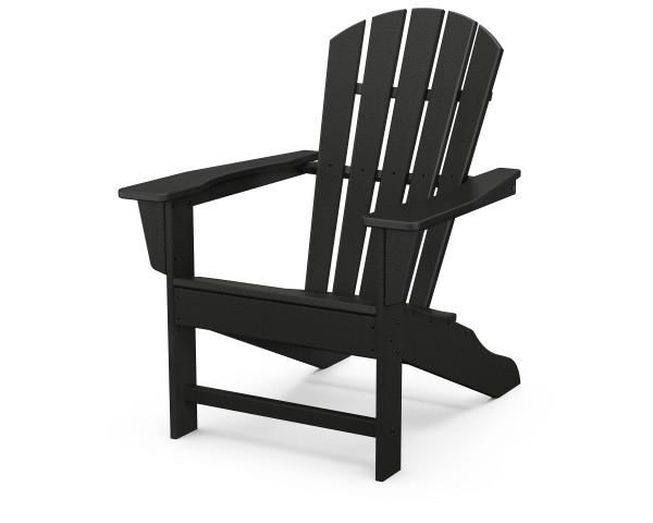Polywood Black Palm Coast Adirondack Chair - Durable Outdoor Furniture for Patio, Poolside & Garden Relaxation