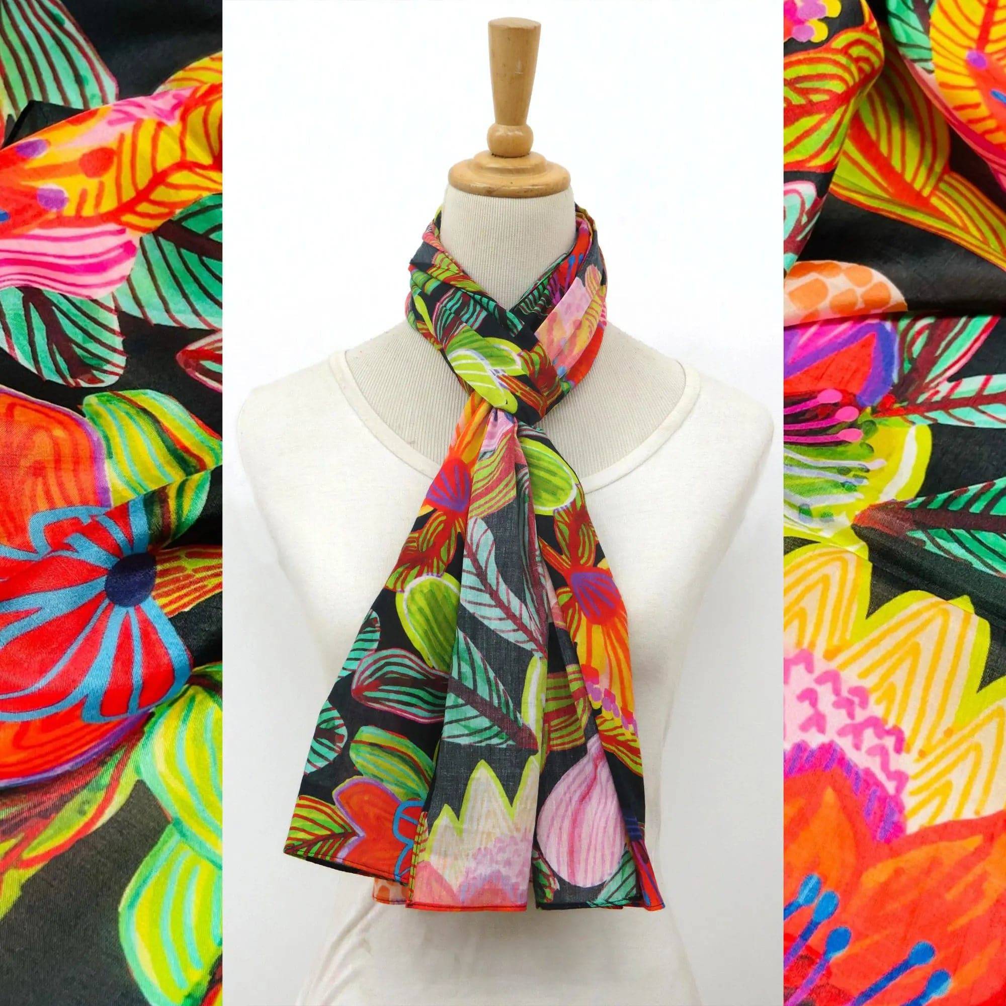 Protea Australis Silk Scarf - Elegant Floral Printed Womens Fashion Accessory for Parties, Weddings & Special Occasions