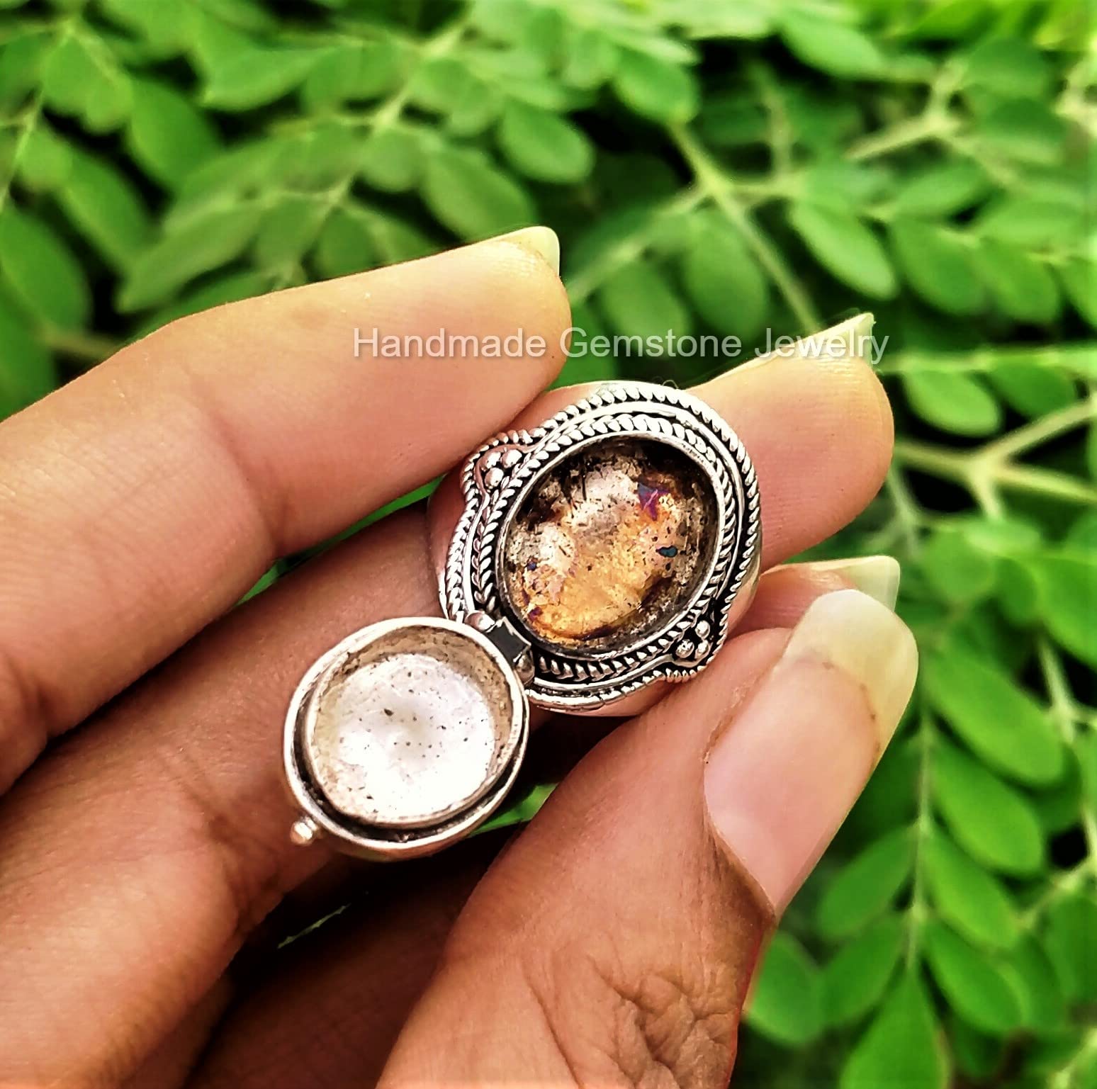 Pink Moonstone Poison Box Ring - Oval Openable Jewelry with June Birthstone, Antique Self-Love Pillbox Ring for Women | Perfect Gift for Birthdays, Witchy Aesthetic & Boho Fashion