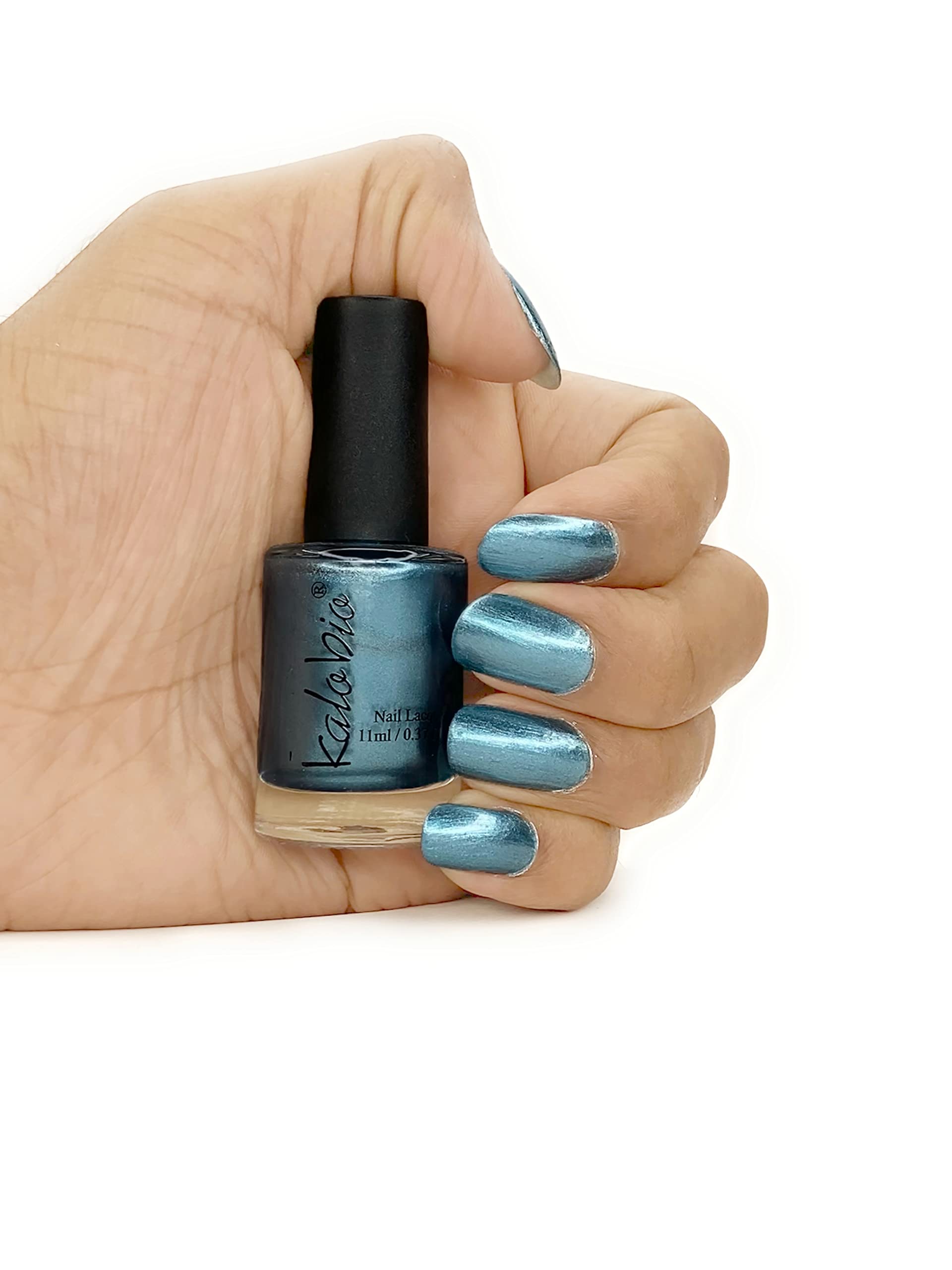 KALOBIO Metallic Nail Polish - Cobalt Blue M25, Shiny Metallic Finish, 11ml Bottle for Professional Salon & Home Manicure