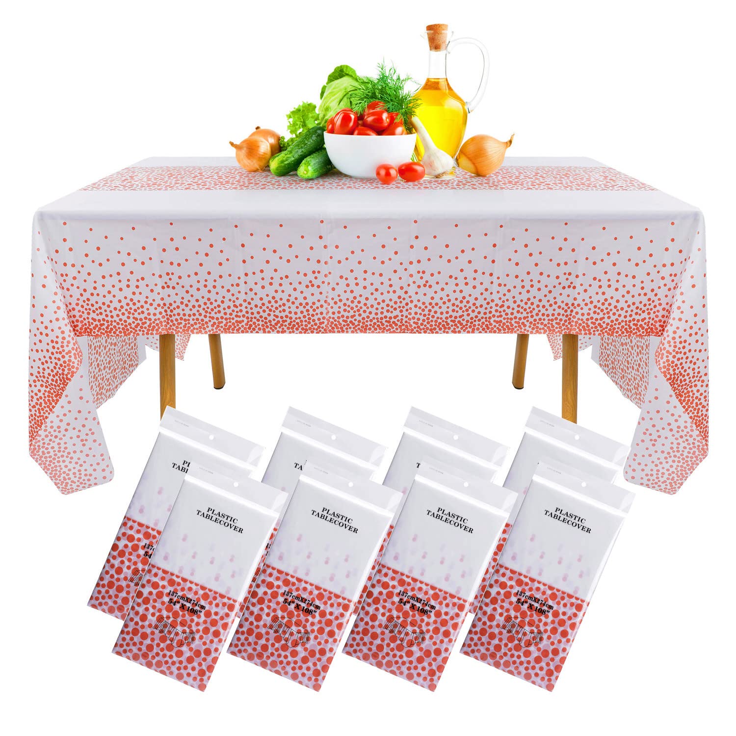 8 Pack Rose Gold Disposable Plastic Tablecloths 54