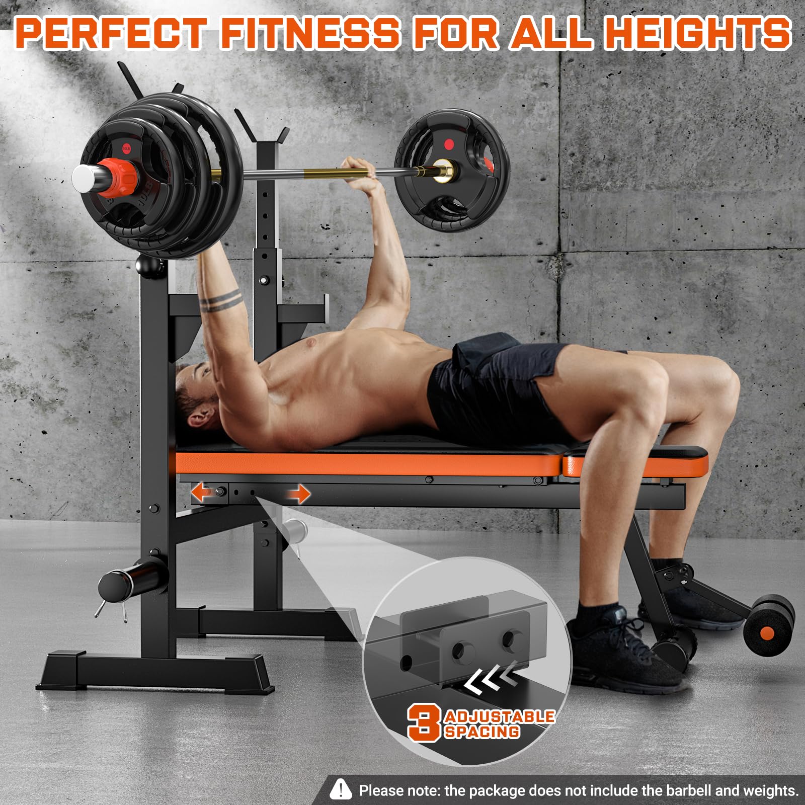 Fostoy 770lbs Weight Bench Set - Adjustable Olympic Bench Press with Squat Rack for Home Gym, Full Body Strength Training Equipment for Men & Women | Perfect for Home Workouts, Weightlifting, and Muscle Building