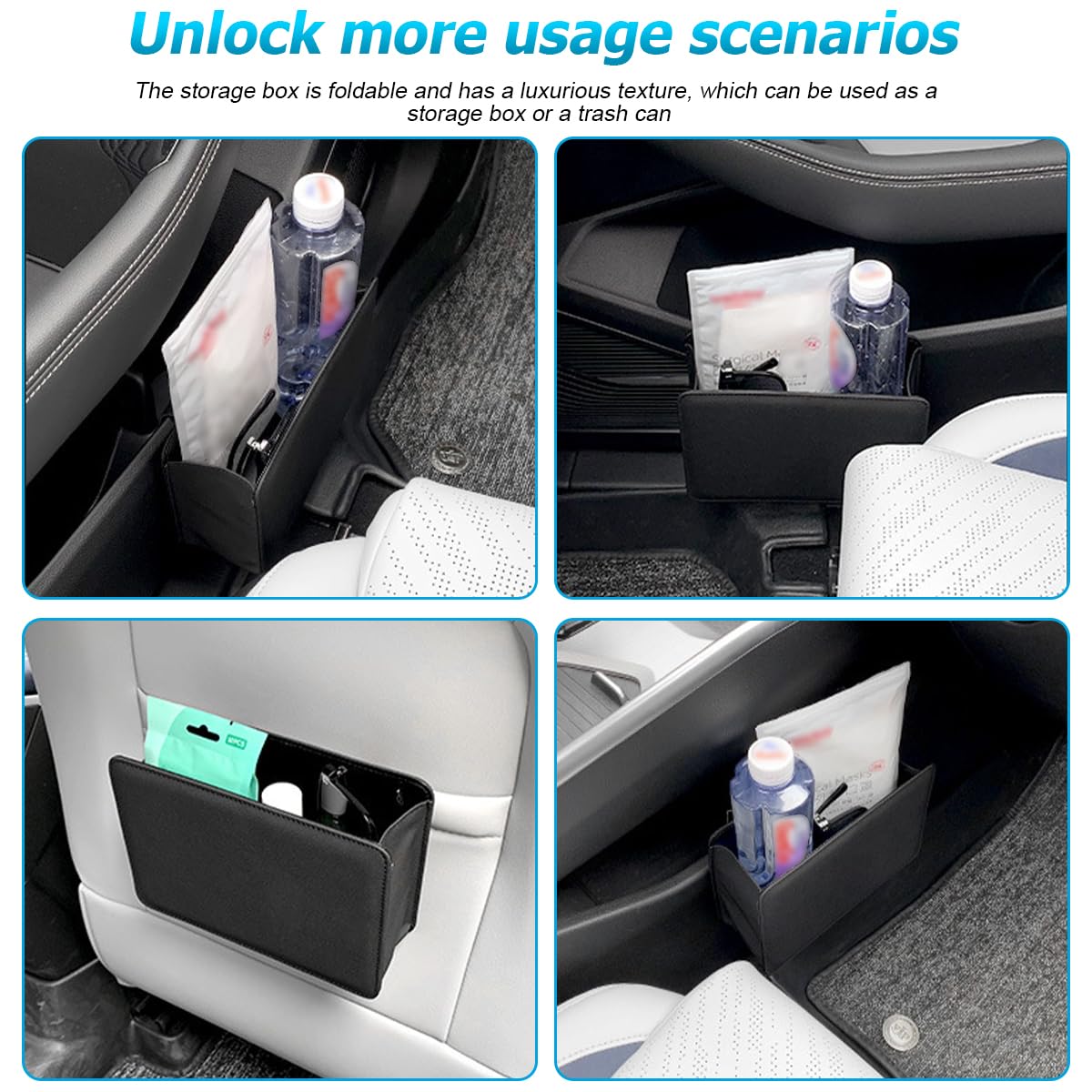 Foldable Waterproof Car Trash Can - Leakproof Hanging Mini Garbage Bin with 2 Roll Trash Bags, Universal Vehicle Organizer for Sedans, SUVs & Trucks (Beige) | Perfect for Road Trips, Commuting & Family Travel