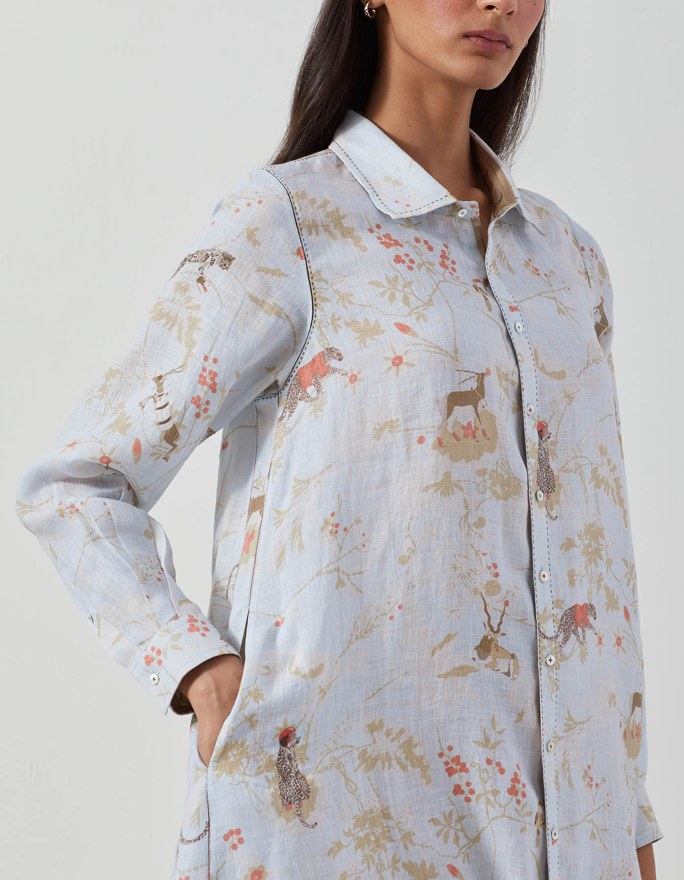 Usha Linen Dress in Ice Blue - Breathable & Stylish Summer Outfit for Women | Perfect for Beach, Vacation & Casual Wear