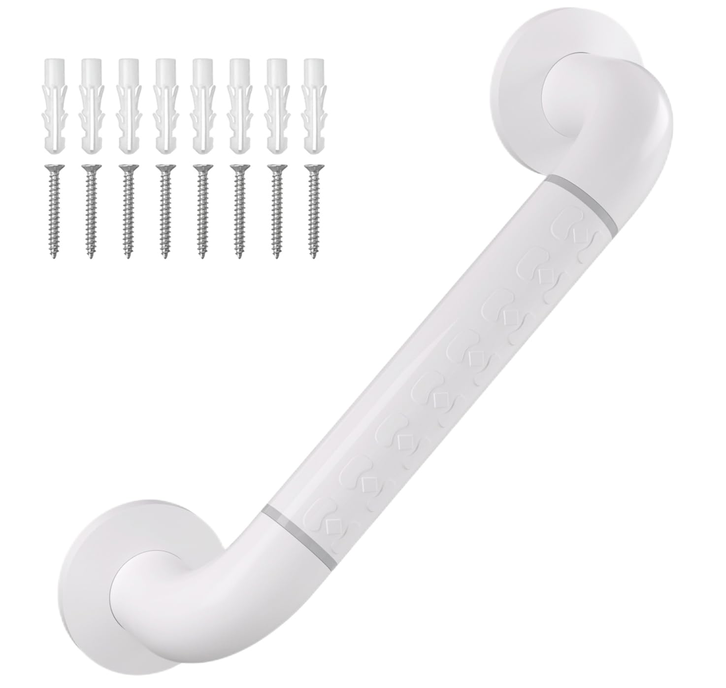 16 Inch Shower Grab Bar for Seniors & Handicapped - Non-Slip Bathroom Safety Handle for Bathtubs & Showers - ADA Compliant White Shower Rail (Perfect for Elderly Safety & Mobility Assistance)