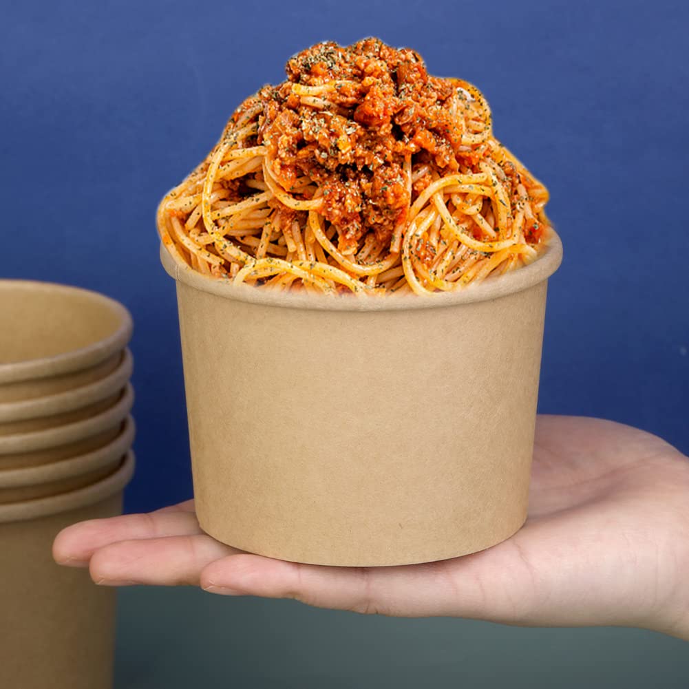 12 oz 25 Pack Disposable Paper Soup Containers with Lids - Eco-Friendly Food Storage Cups for Restaurants, Takeout, Ice Cream, and To-Go Lunches - Perfect for Hot Soups, Salads, and Desserts