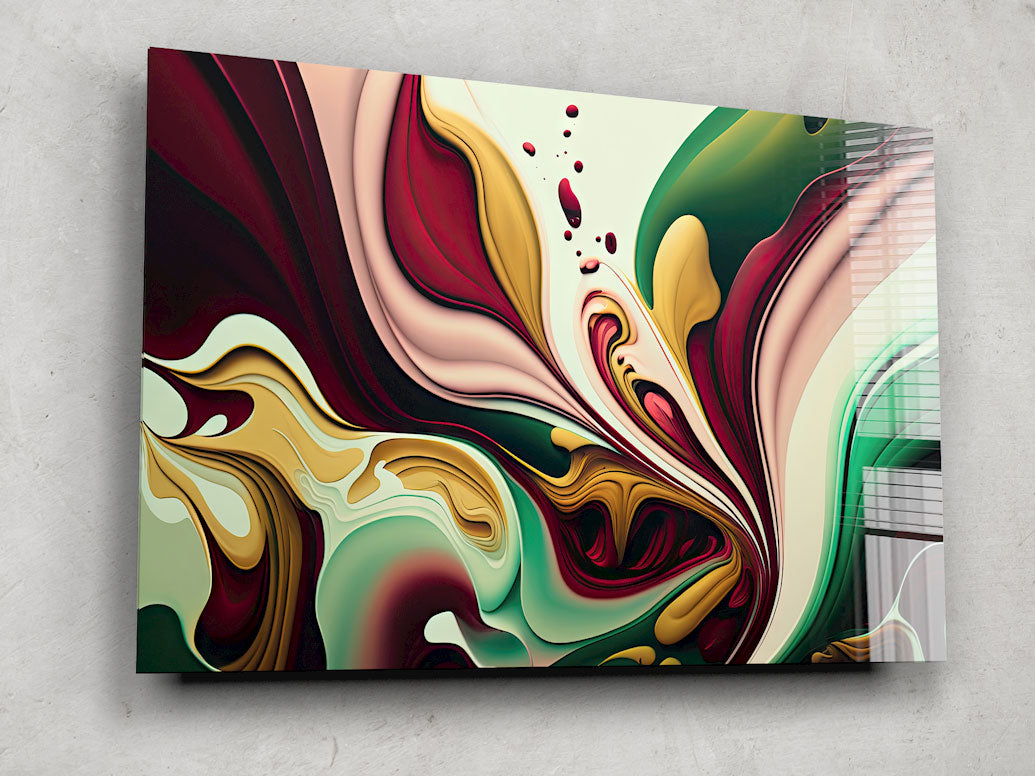 Red & Green Abstract Wall Art - Modern Canvas Painting for Home & Office Decor - Perfect for Living Room, Bedroom, or Workspace