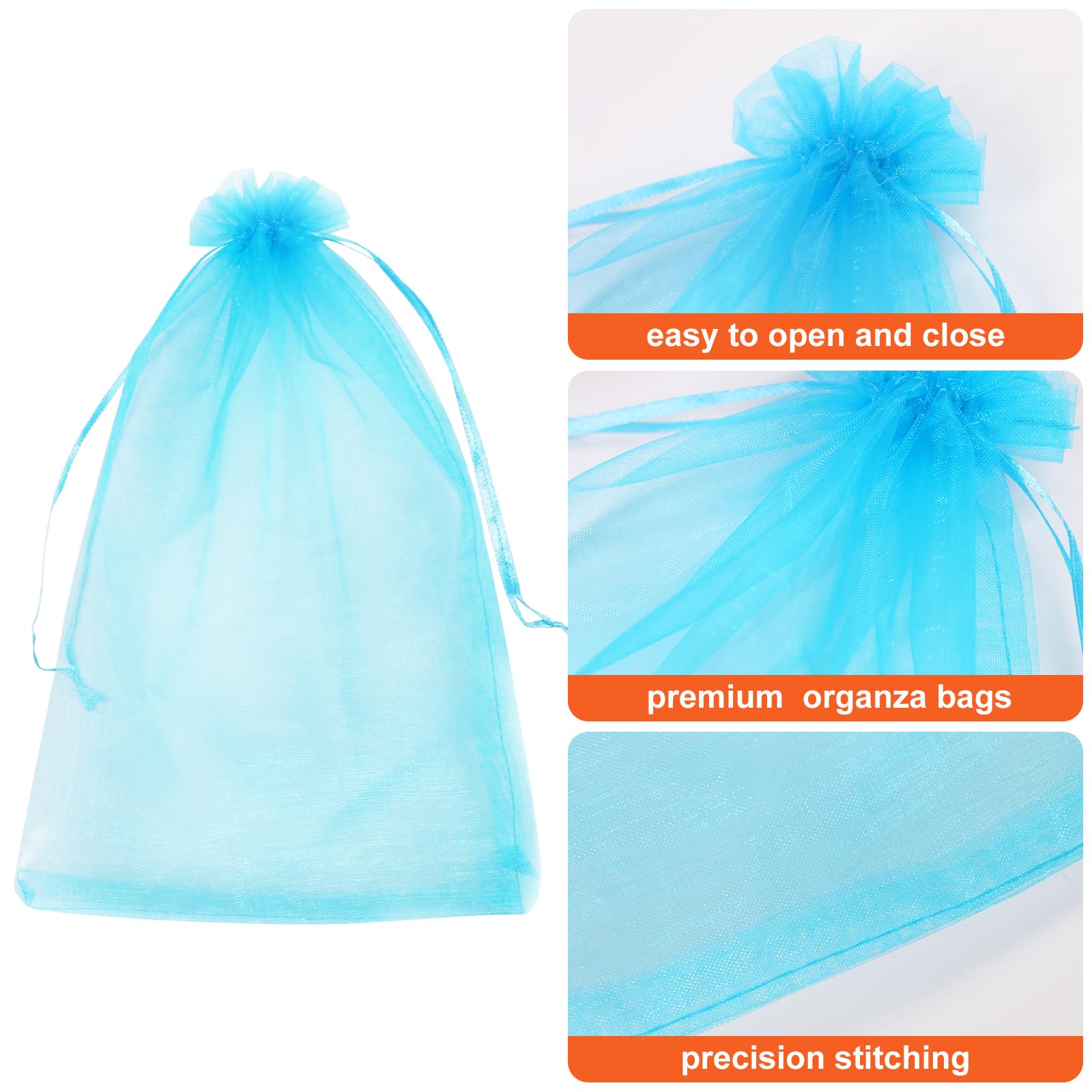SumDirect 8x12 Inch Large Organza Gift Bags - 100 Pack Drawstring Mesh Favor Bags for Christmas, Weddings, Baby Showers & Party Decorations
