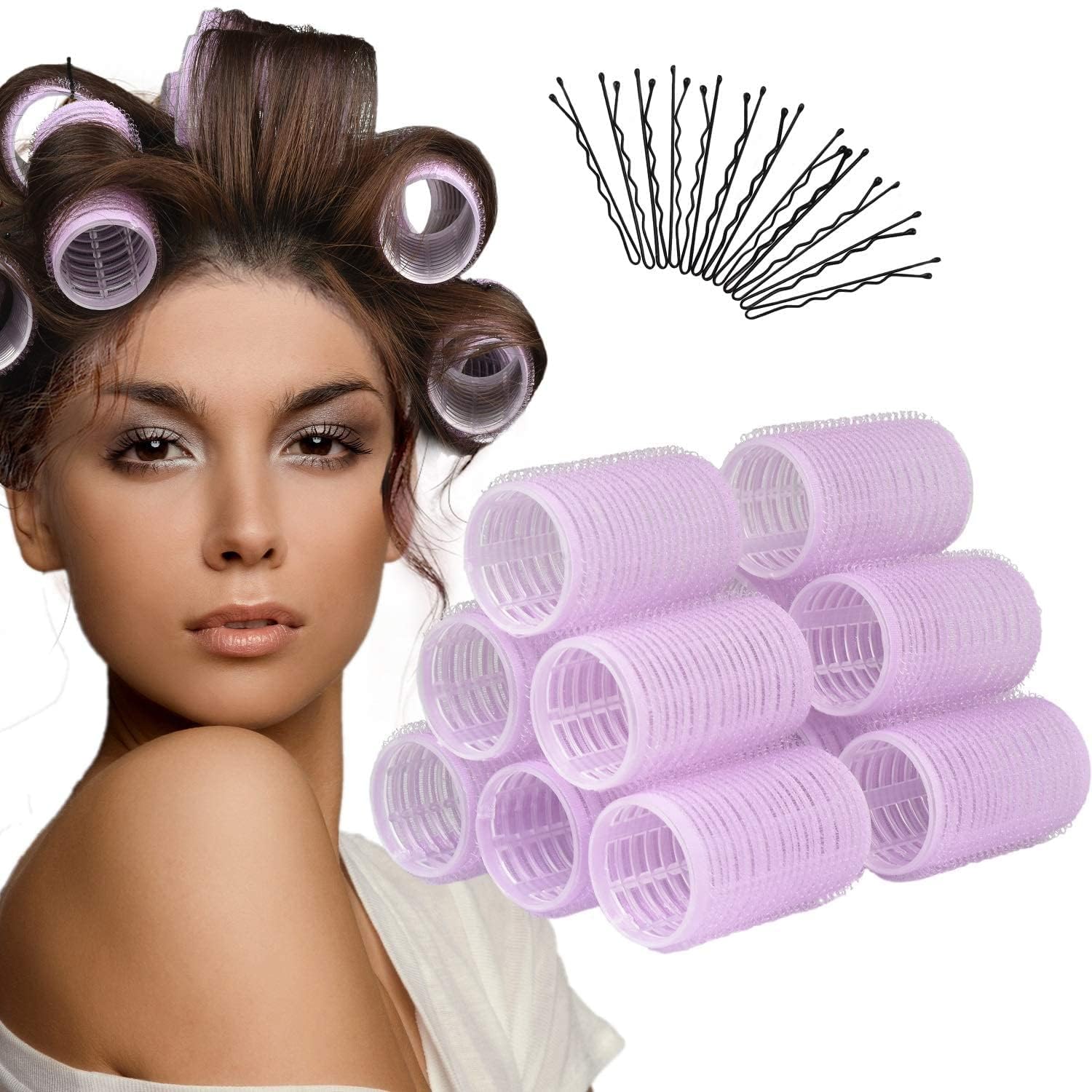 SIYAA 12 Pack Self Grip Hair Rollers - Salon Quality Hair Curlers for Women & Girls - No Heat Hair Styling Tools for Beach Waves, Curly & Voluminous Hairstyles - Perfect for Home, Salon & Special Occasions