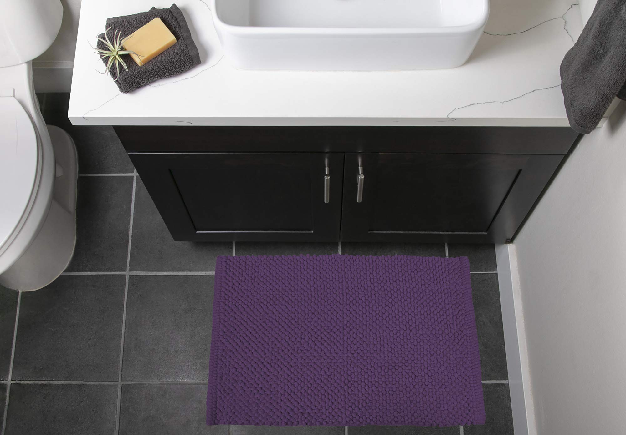 Soft Purple Microfiber Popcorn Bath Rug 17