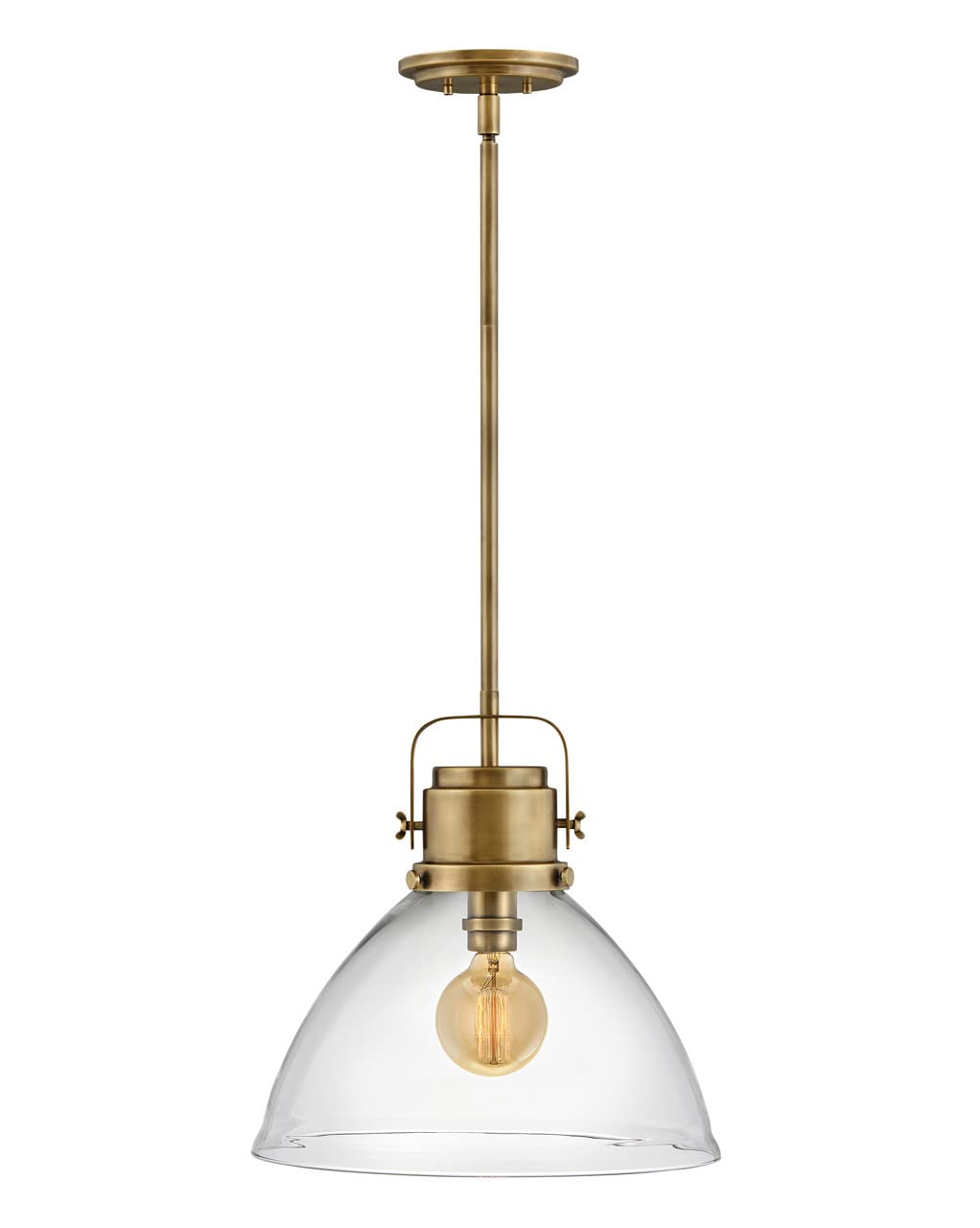 Hinkley Malone Collection One Light Pendant - Heritage Brass with Clear Glass Shade for Kitchen Island, Dining Room, or Entryway Lighting