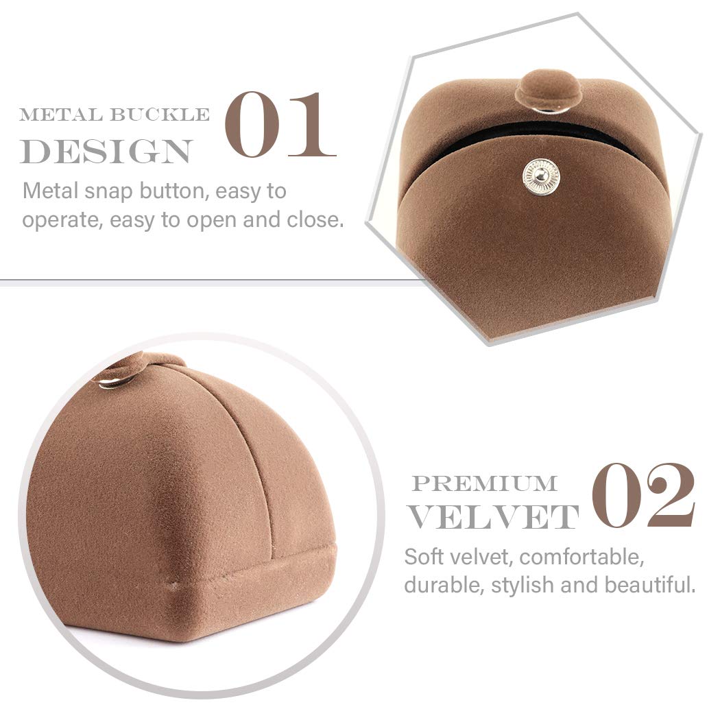 iSuperb Brown Velvet Ring Box - Premium Engagement Jewelry Gift Box for Wedding Proposals, Christmas & Anniversary Gifts - Perfect for Romantic Moments & Special Occasions