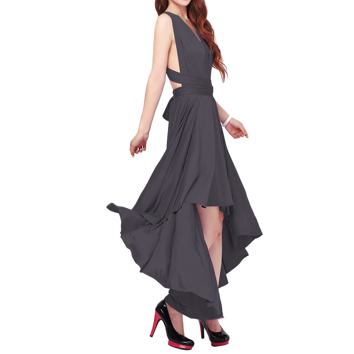 Elegant Women's Convertible Wrap Dress - High Low Cocktail, Evening Party, Prom, Wedding & Bridesmaid Bandage Dress | Versatile Transformer Style for Special Occasions & Formal Events