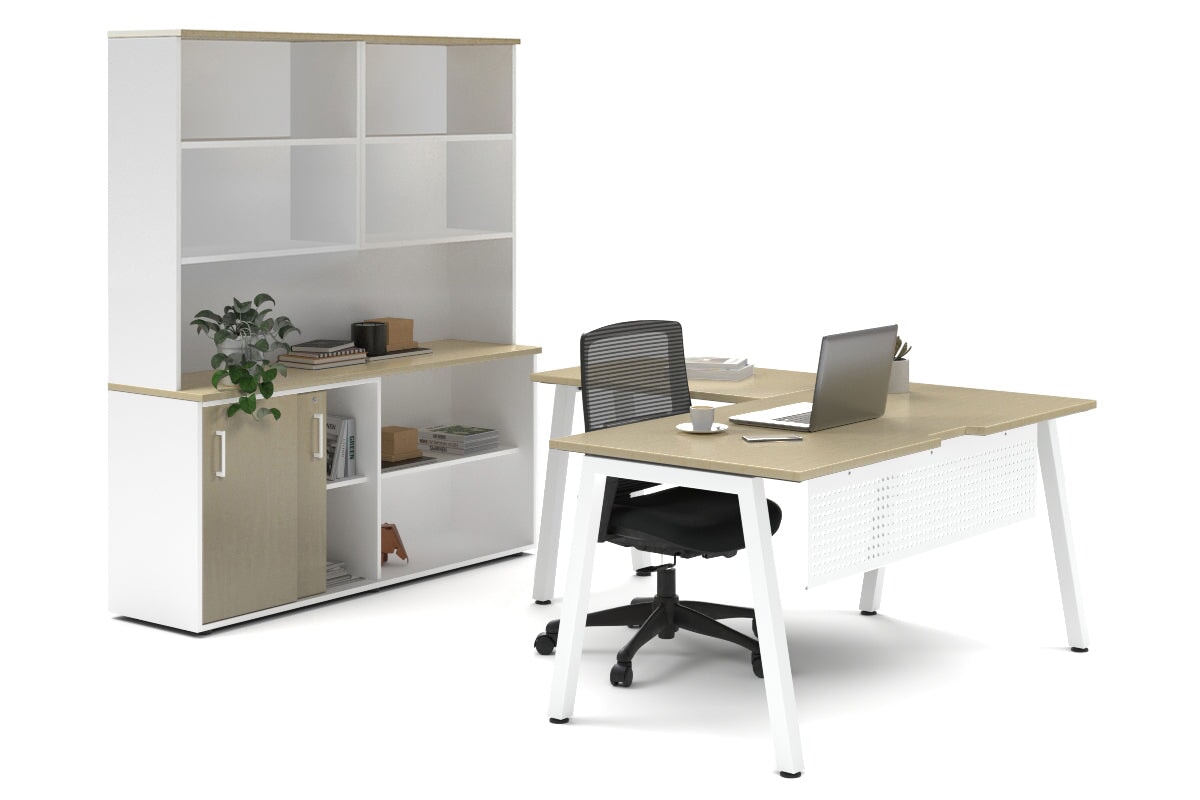 Quadro A Legs L-Shaped Executive Desk with White Legs [1600L x 1700W] - Perfect for Home Office & Modern Workspace Setup