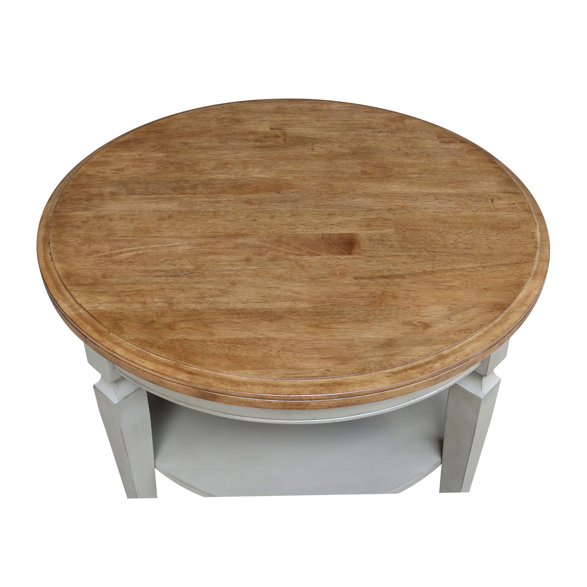 International Concepts Vista Round Hickory Stone Coffee Table - Modern Living Room Furniture for Home Decor & Entertainment