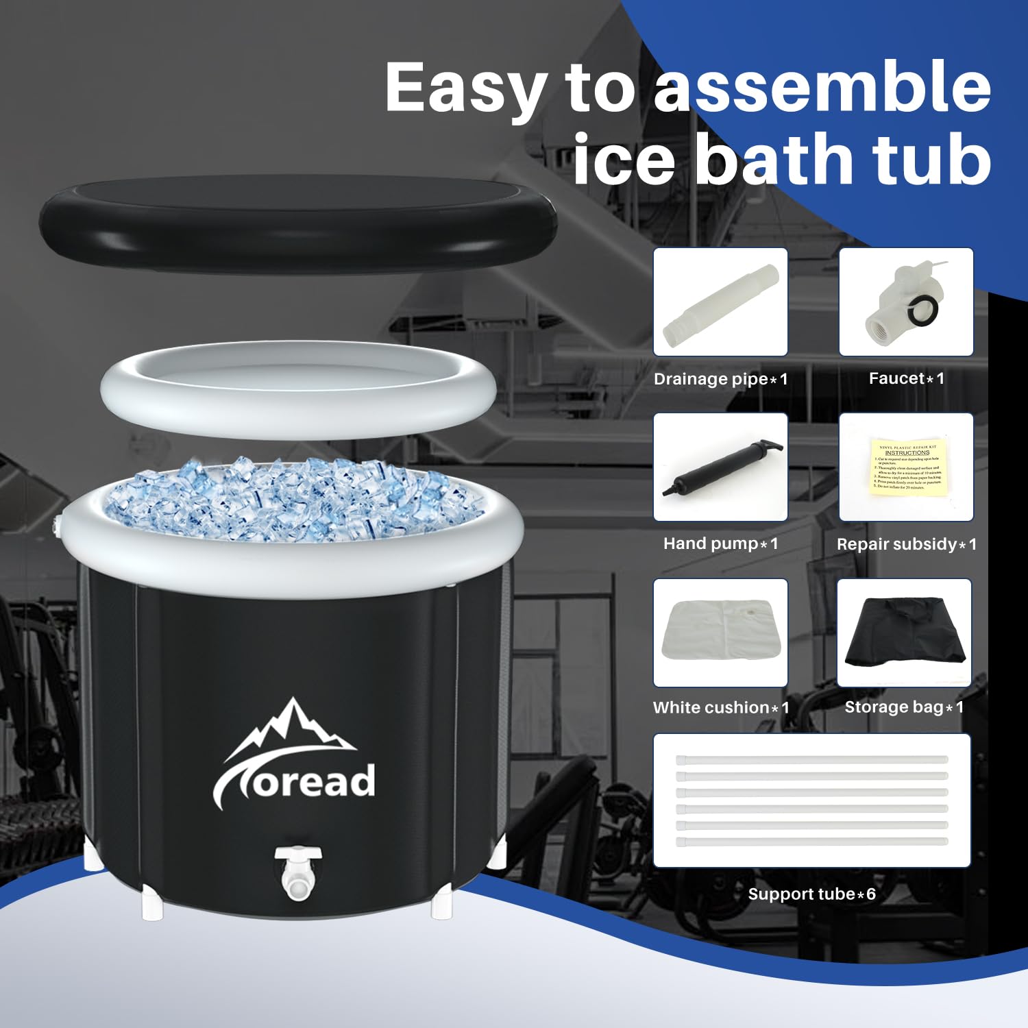 TOREAD 115 Gallon Portable Ice Bath Tub for Athletes – Inflatable Cold Plunge Tub with Cover for Muscle Recovery & Therapy | Multi-Layered Design for Outdoor & Indoor Use | Perfect for Post-Workout, Cryotherapy & Hydrotherapy Sessions