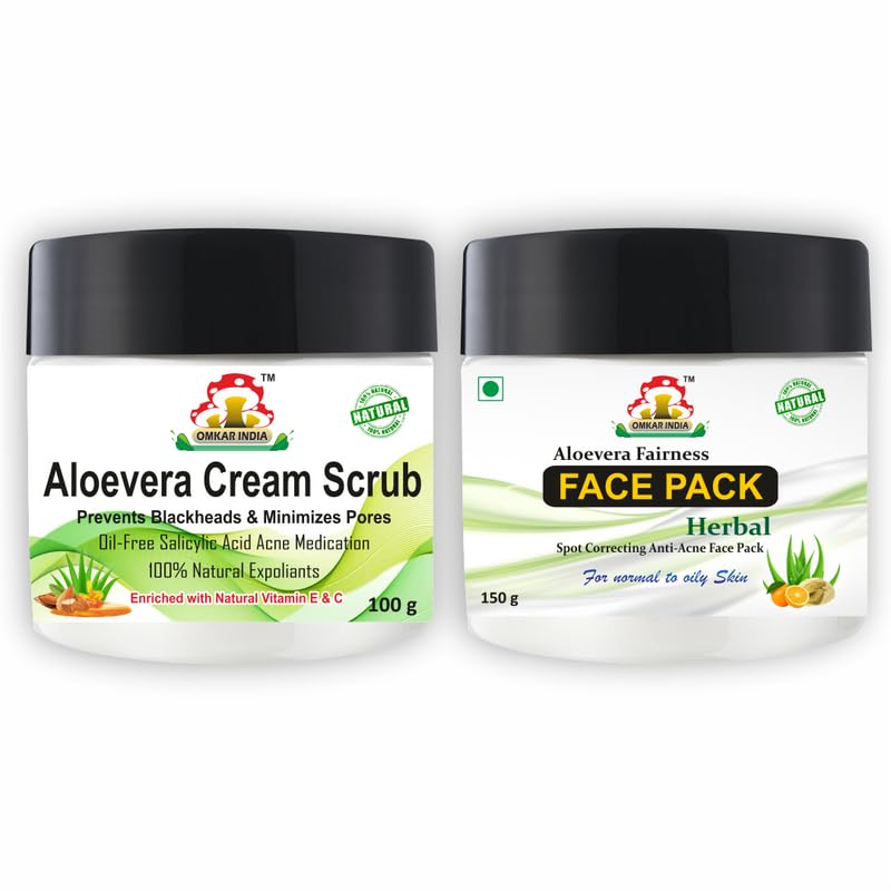 Omkar India Scrub & Face Pack for Blackhead Removal - Pack of 2 | Deep Cleansing Facial Exfoliator for Glowing Skin | Perfect for Daily Skincare Routine & Spa Treatments