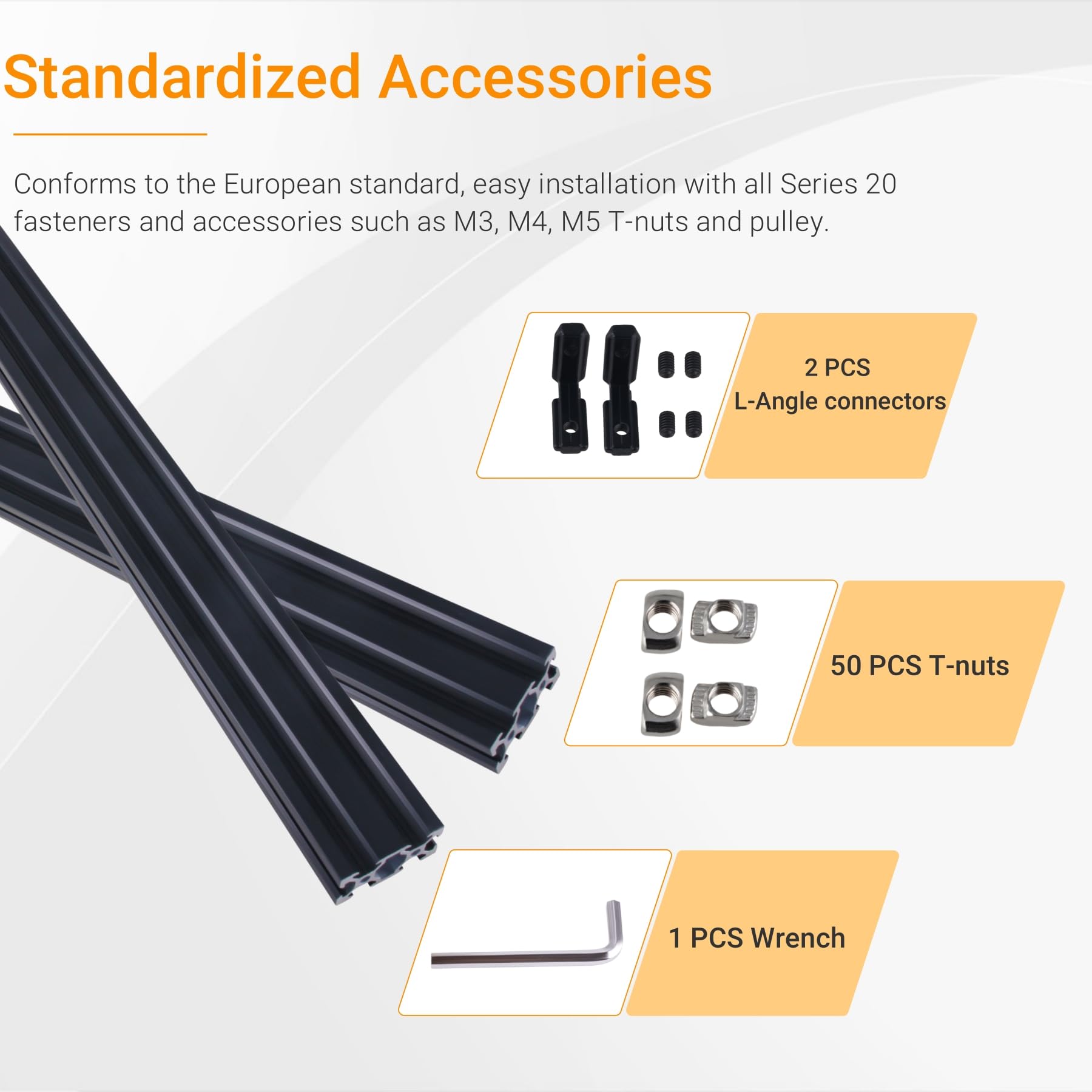 2PCS 300mm 2040 V-Slot Aluminum Extrusion - Black Anodized European Standard Linear Rails with Accessories for 3D Printer & CNC Machines | Perfect for DIY Projects, Robotics, and Industrial Automation