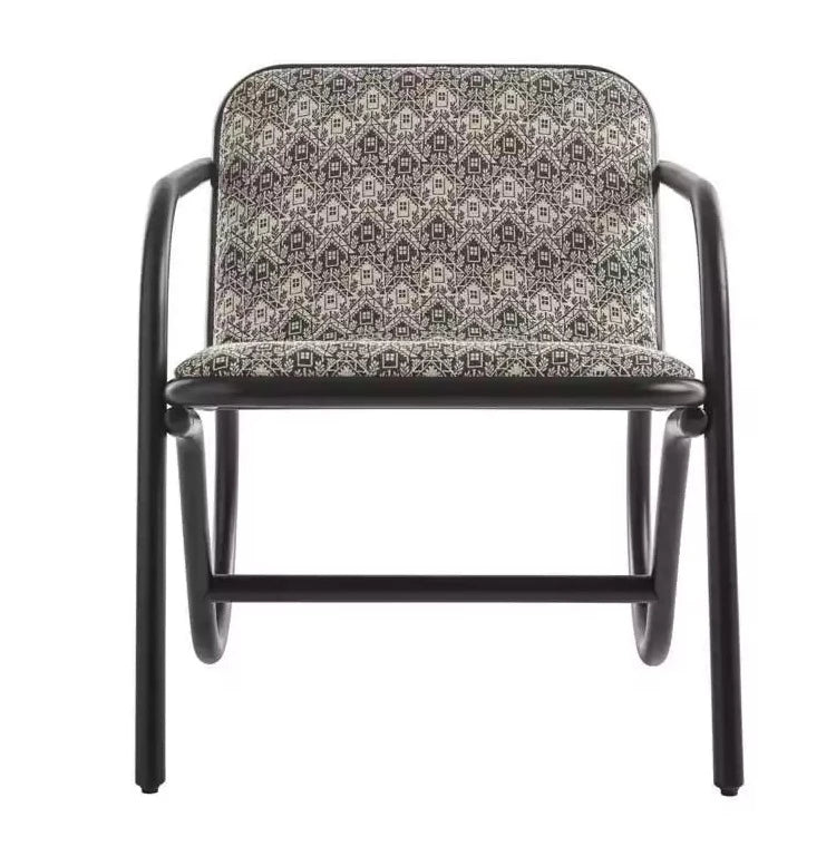 GTV No. 200 Bentwood Lounge Chair with Upholstered Seat - Mid Century Modern Accent Chair for Living Room, Bedroom & Office - Comfortable Reading Chair with Wooden Frame