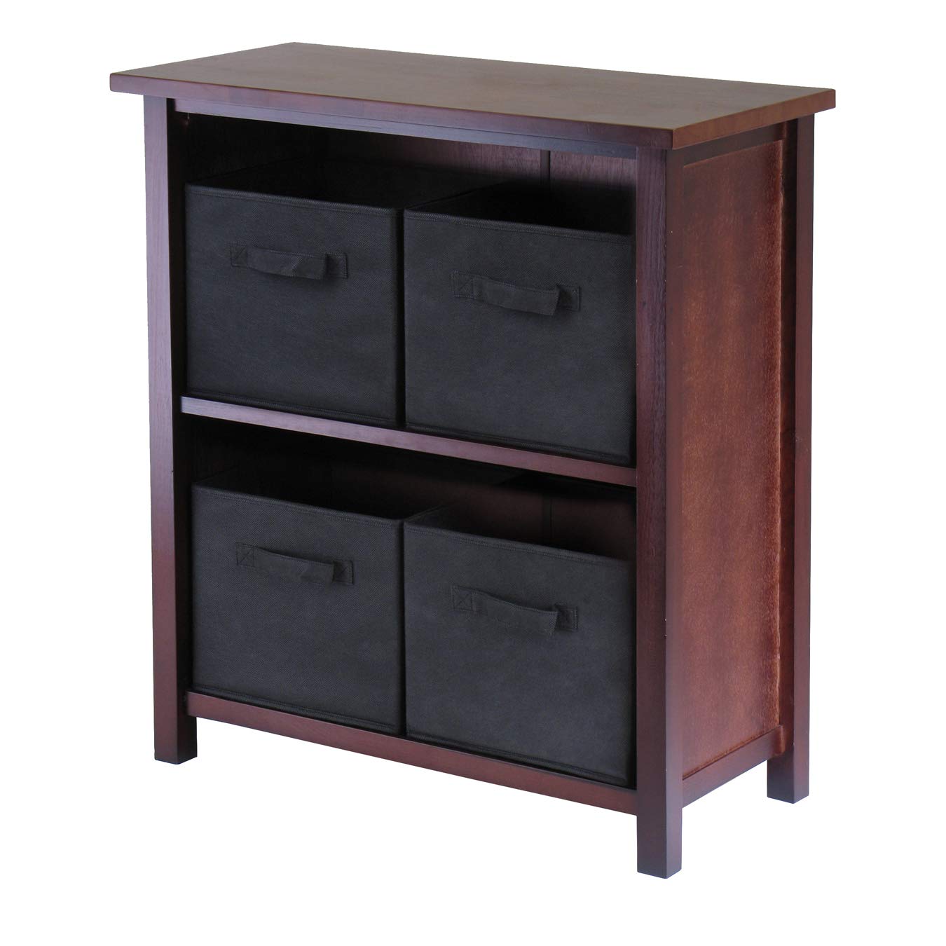 Winsome Verona 4-Tier Small Storage Organizer Shelf - Walnut & Black Finish - Perfect for Bedroom, Bathroom, or Office Organization