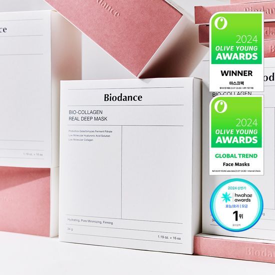 BIODANCE Bio Collagen Deep Hydrating Face Mask (16pcs/Box) - Korean Skincare for Wrinkles & Firming - Perfect for Night Routine & Spa Days
