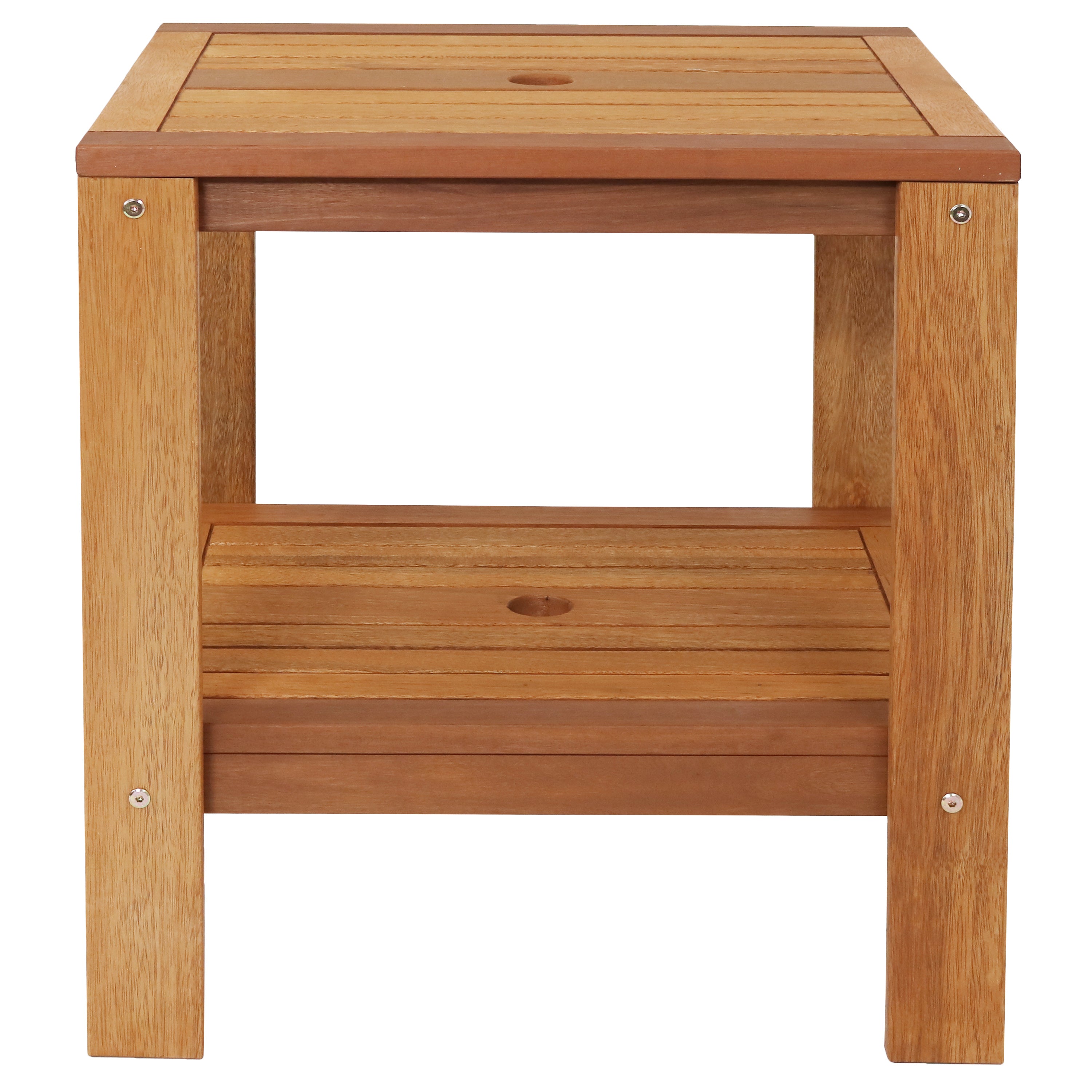 Sunnydaze Meranti Wood 3-Piece Outdoor Patio Conversation Set - Durable Garden Furniture for Backyard, Deck, or Poolside Relaxation