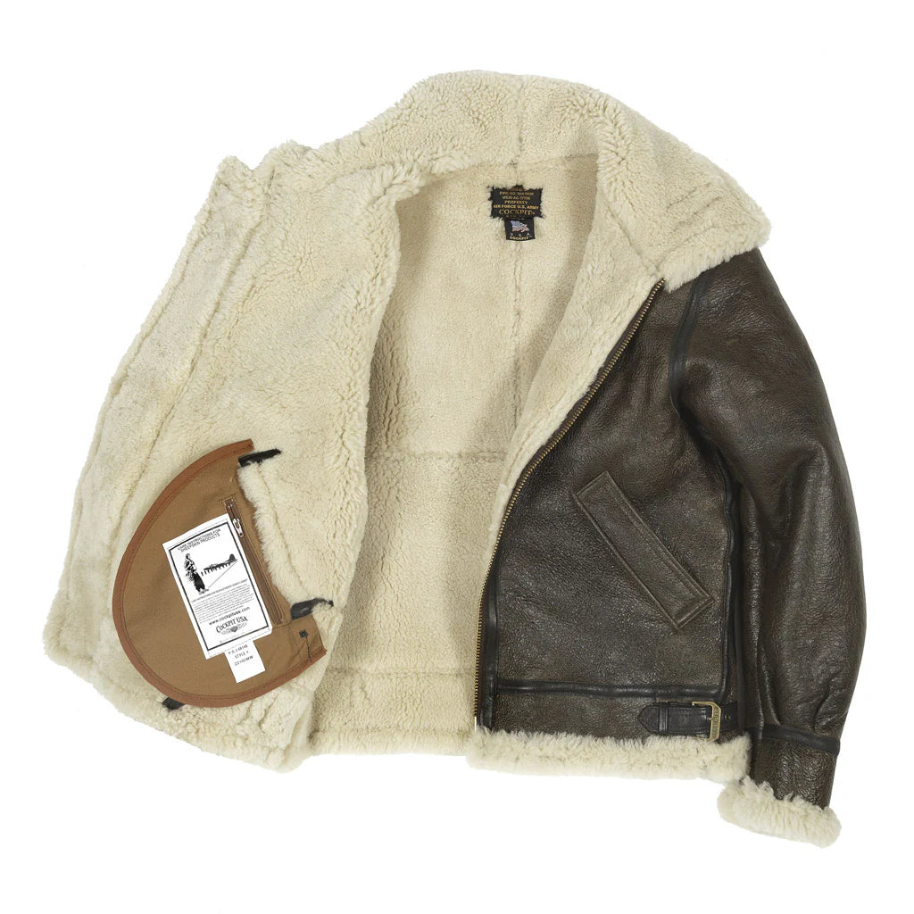 Cockpit USA Men's B-3 Sheepskin Bomber Jacket - Genuine Shearling Leather Aviator Coat for Winter & Outdoor Activities | Perfect for Pilots, Motorcycle Riders & Cold Weather Fashion