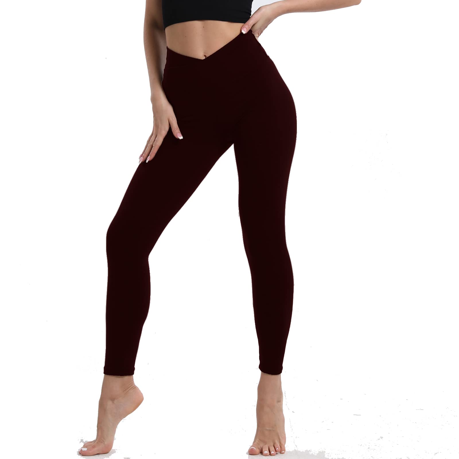 BOPOVA Women's High Waisted Capri Leggings - Navy V Crossover Waist Tummy Control Workout Yoga Pants for Women | Gym, Running, Lounge & Everyday Wear