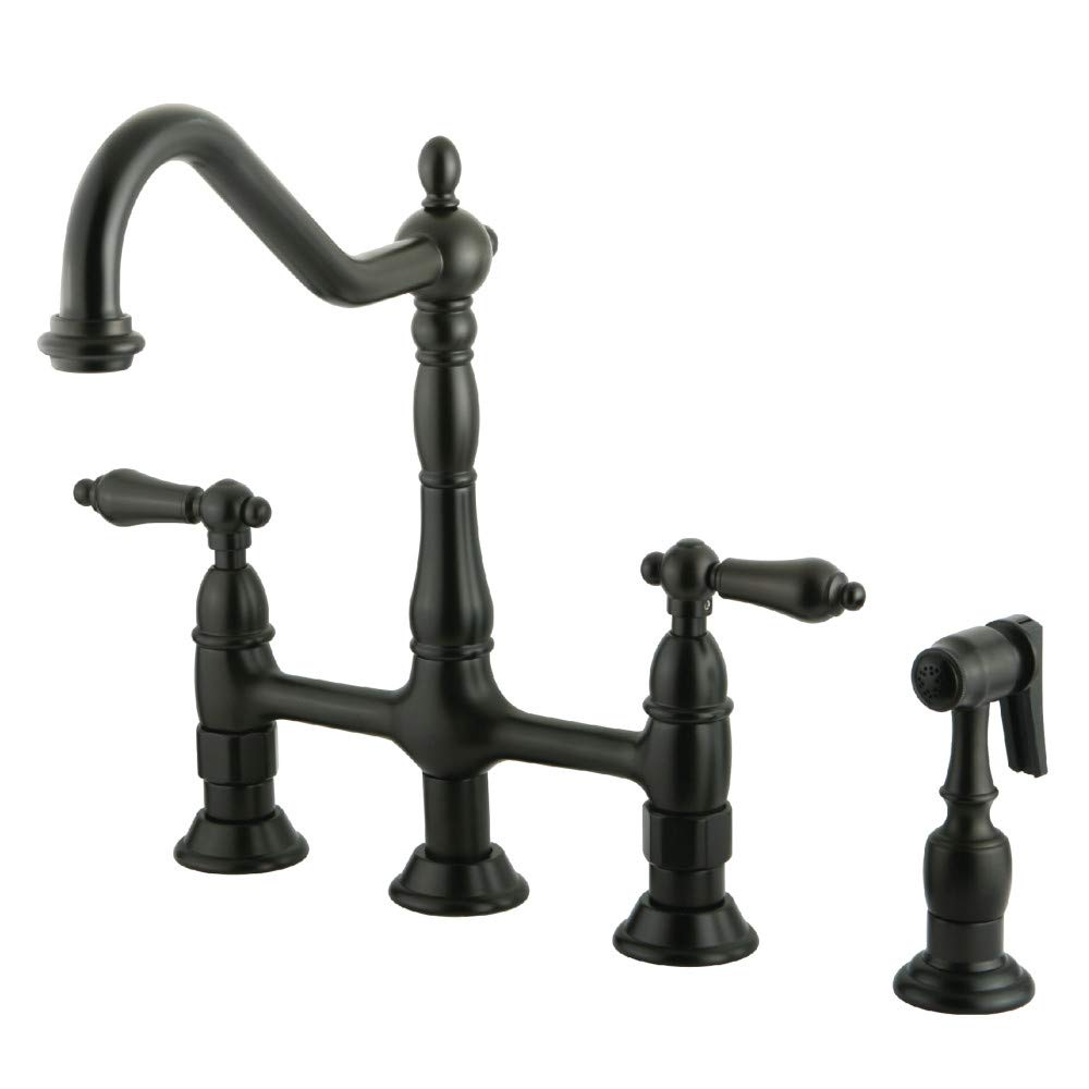 Kingston Brass Elements of Design ES1275ALBS New Orleans 8-Foot Center Kitchen Faucet with Side Sprayer, Oil Rubbed Bronze Finish - Perfect for Modern Farmhouse & Traditional Kitchen Renovations
