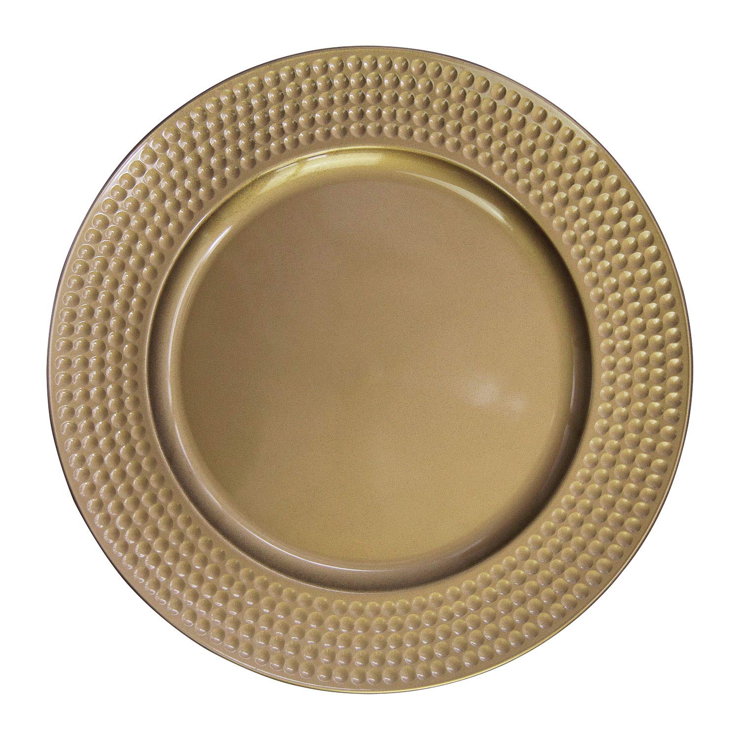12-Pack Gold Plastic Hammer Edge Charger Plates - 13 Inch Round Decorative Dinner Plates for Wedding, Party & Special Events - Elegant Table Setting & Buffet Decor