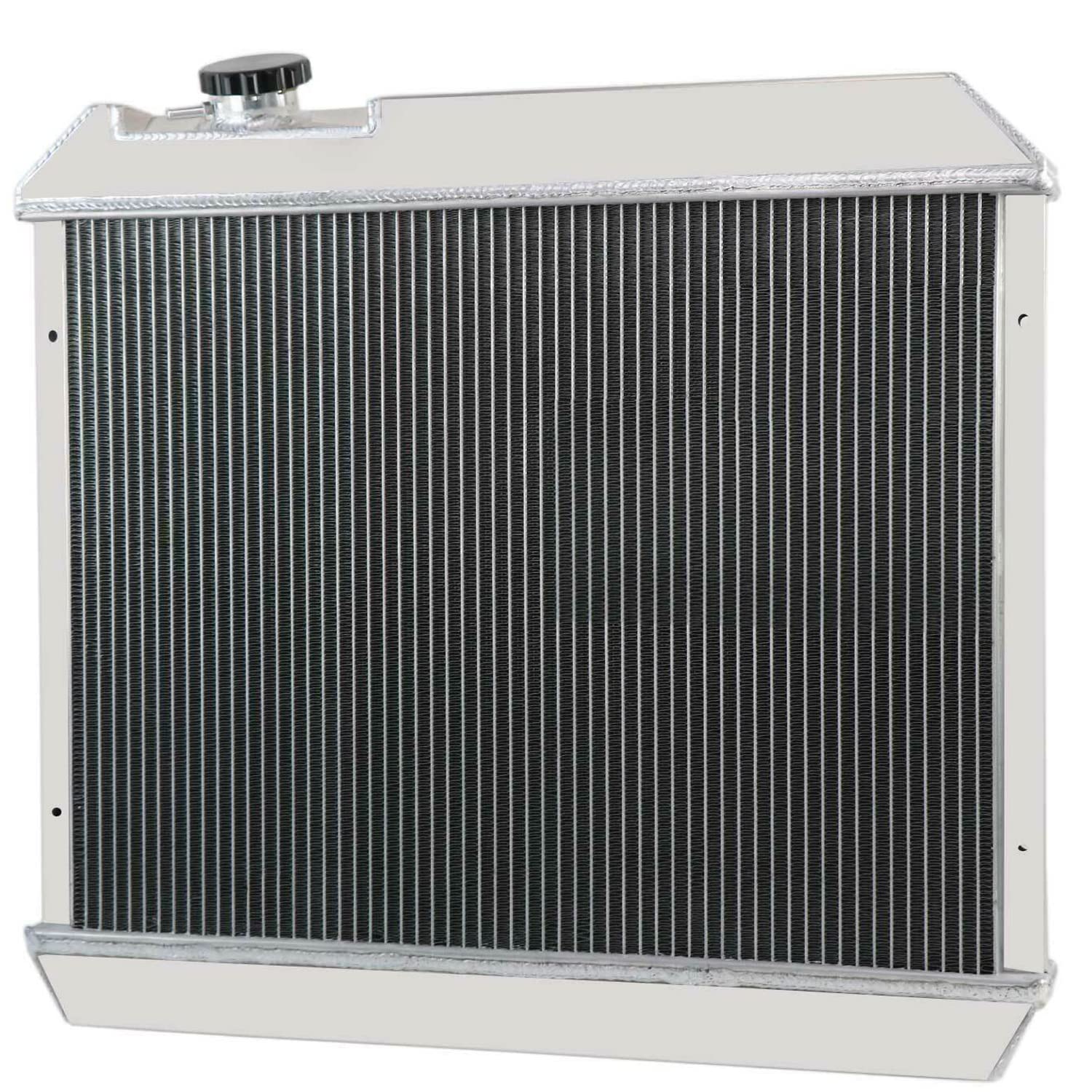 4 Row Aluminum Radiator Shroud with Cooling Fans & Relay Kit - Compatible with 1963-1966 Chevy C10 C20 C30 K10 K20 Pickup/Suburban & 1961-1966 Pontiac Catalina/Bonneville/Grand Prix/Star Chief - Heavy Duty Cooling Upgrade for Hot Rods, Classic Trucks & Restoration Projects
