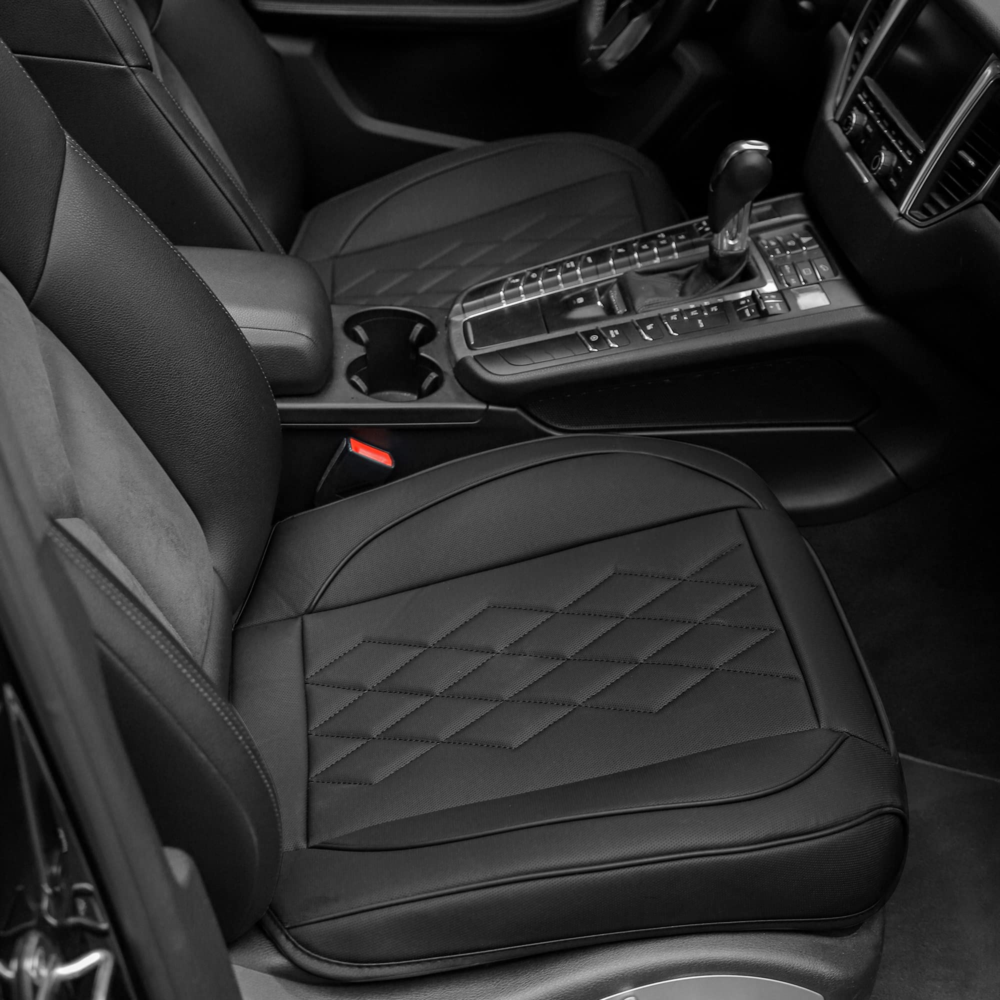 Premium Jojobay Leather Car Seat Cover - Universal Fit for 95% Vehicles, Anti-Slip Padded Front Seat Protector (1 PC, Black) | Perfect for Commuting, Road Trips & Car Interior Protection