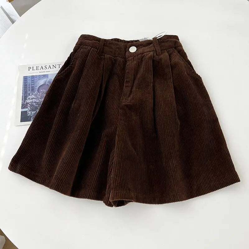 2023 Women's High Waist Oversized Corduroy Shorts - A-Line Wide Leg Casual Pants for Autumn/Winter | Perfect for Streetwear, Office & Weekend Outfits