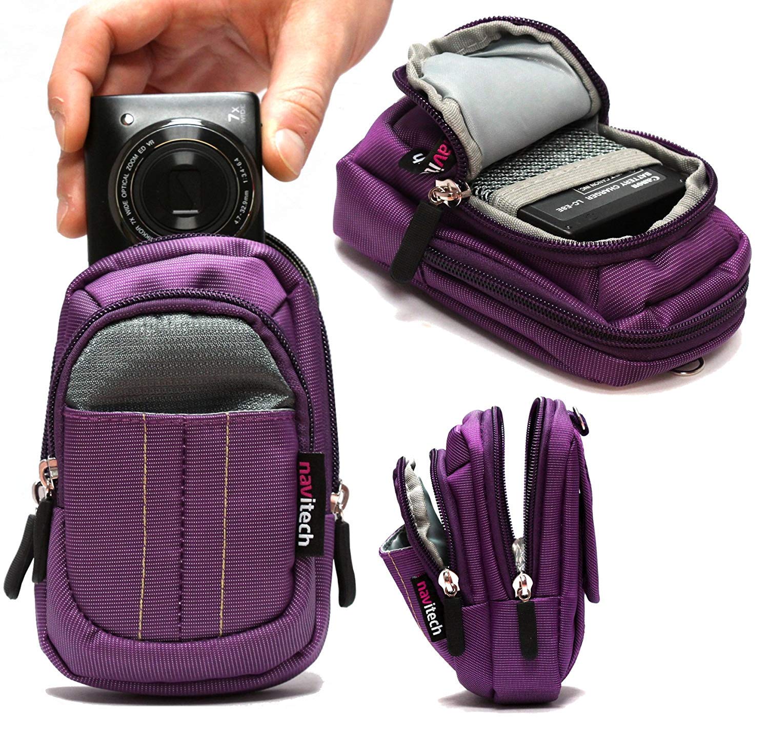 Navitech Purple Digital Camera Case Bag - Compatible with SUNLEO Small Zoom Compact Camera - Waterproof & Shockproof Protective Pouch for Travel, Hiking & Outdoor Photography