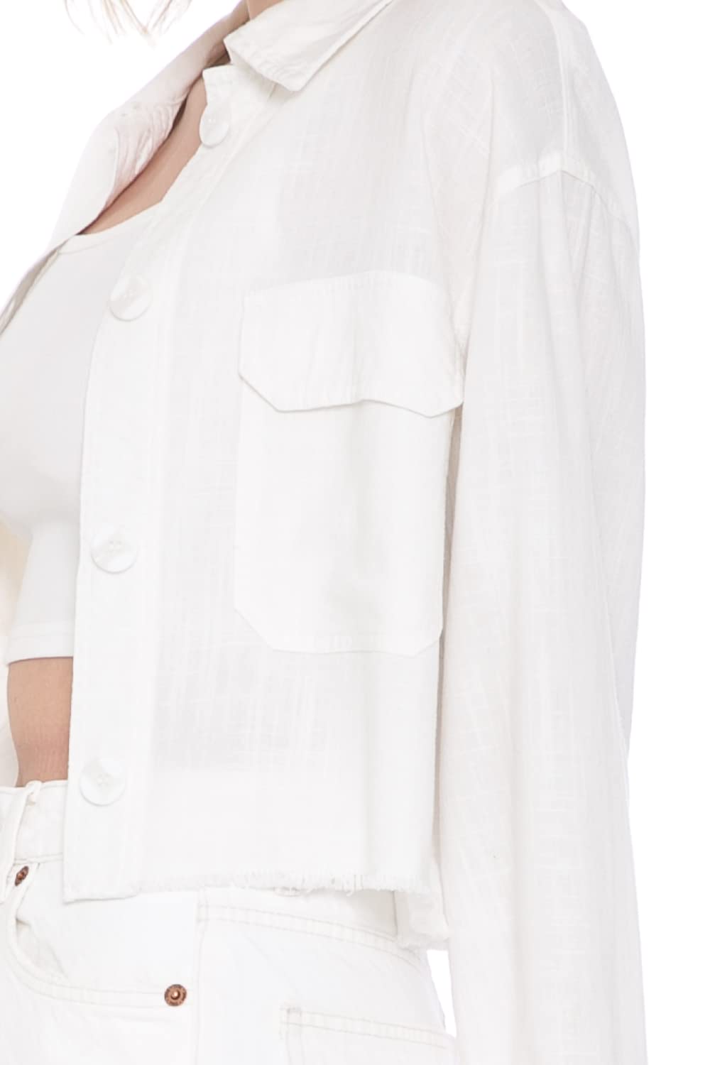 **Cali1850 Women's Casual Printed Linen Button-Down Shirt – Breathable Collared Blouse for Beach, Travel & Summer Outfits**