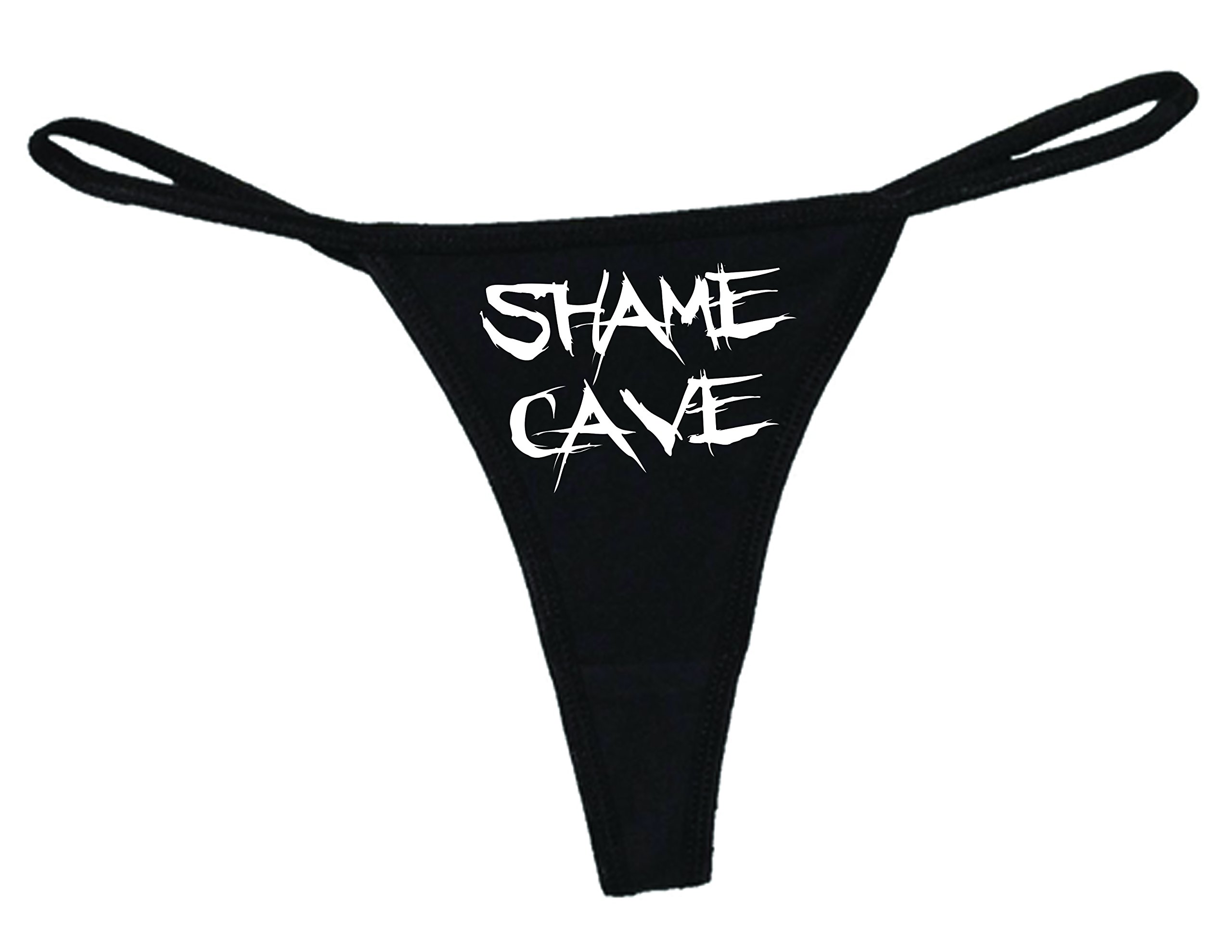 STUFF WITH ATTITUDE Shame CAVE Black Thong Panties for Women - Sexy Lingerie Underwear for Date Night & Special Occasions